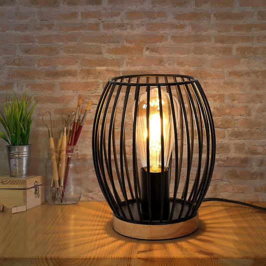 Lampada Da Tavolo Vintage, Lampada Comodino Camera Da Letto 21Cm Alta, E27 Lampada Da Comodino Nero per Camera Da Letto, Soggiorno, Matrimoni Feste Patio Eventi, Interruttore Incl