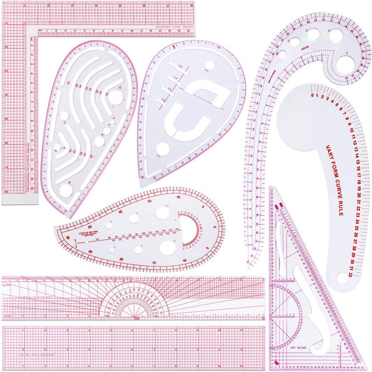 Set Di Righelli per Cucire Metrici Trasparenti Alla Moda in 9 Stili Righello per Curve Francesi Strumenti per Cucire in Plastica Righello Di Misura per Principianti Sarti Progettare Modelli