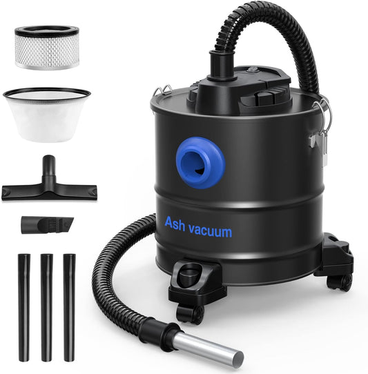 Aspiracenere, Aspiracenere Multifunzione 20Kpa 20L, Doppio Sistema Di Filtrazione Con Filtro Hepa E Prefiltro per Camino, Barbecue, Stufe, Griglie, Bracieri, Bruciatori Di Legna, Caminetti - 1200W
