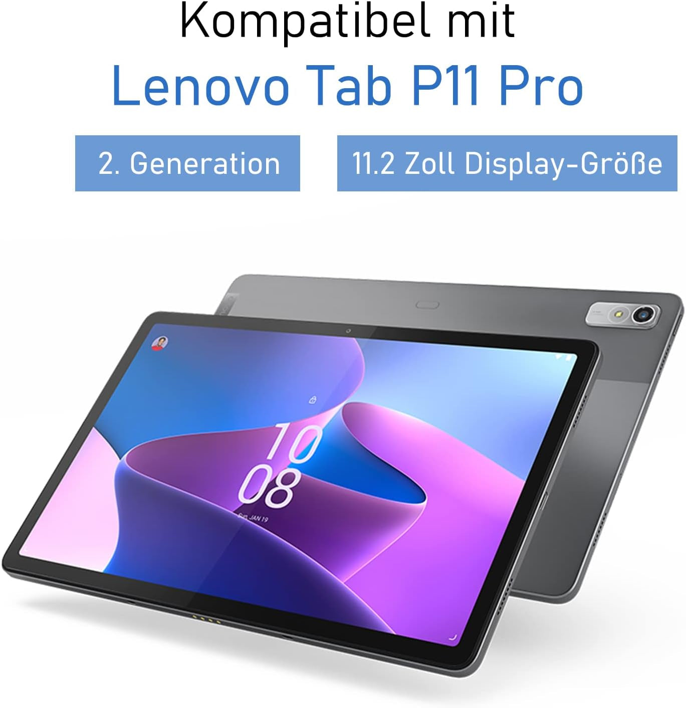 Custodia per Lenovo Tab P11 Pro (Gen 2) 11,2 Pollici, Ultra Sottile, Con Auto Sonno/Veglia, Colore: Nero