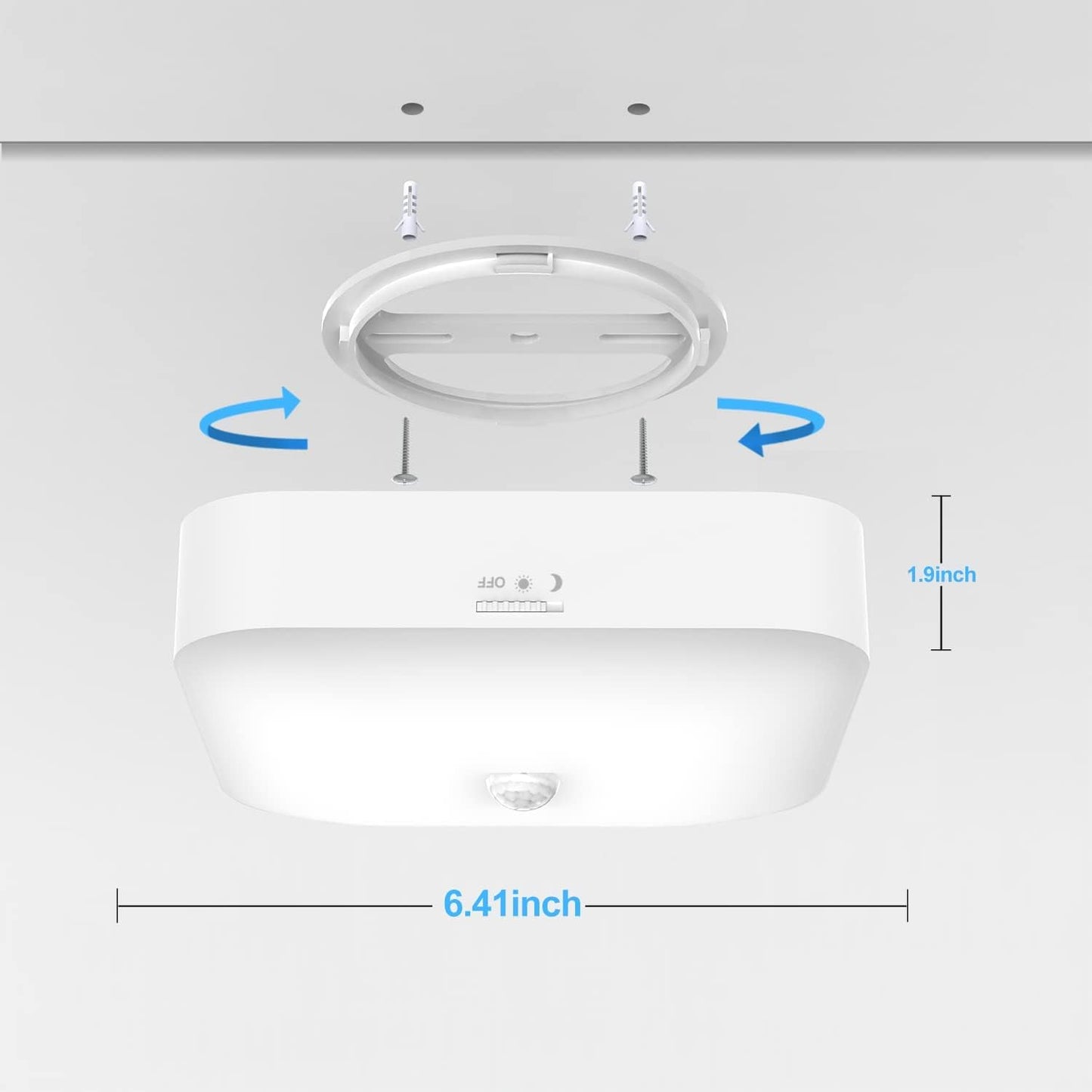 Plafoniera Led Con Sensore Di Movimento, 5000K Bianco Freddo Lampada Da Soffitta Batteria Luci Led Armadio Con Sensore LED Luce per Armadio Corridoio Bagno Cantina Scale