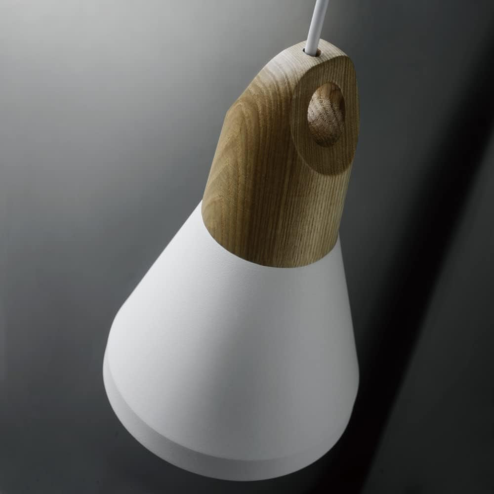 Lampada a Sospensione Bianco Vintage,2 Fiamme Nordiche Altezza Regolabile, Sospensione Moderna in Legno Paralume in Metallo, E27 Lampada Sospensione per Cucina,Sala Da Pranzo, Camera Da Letto