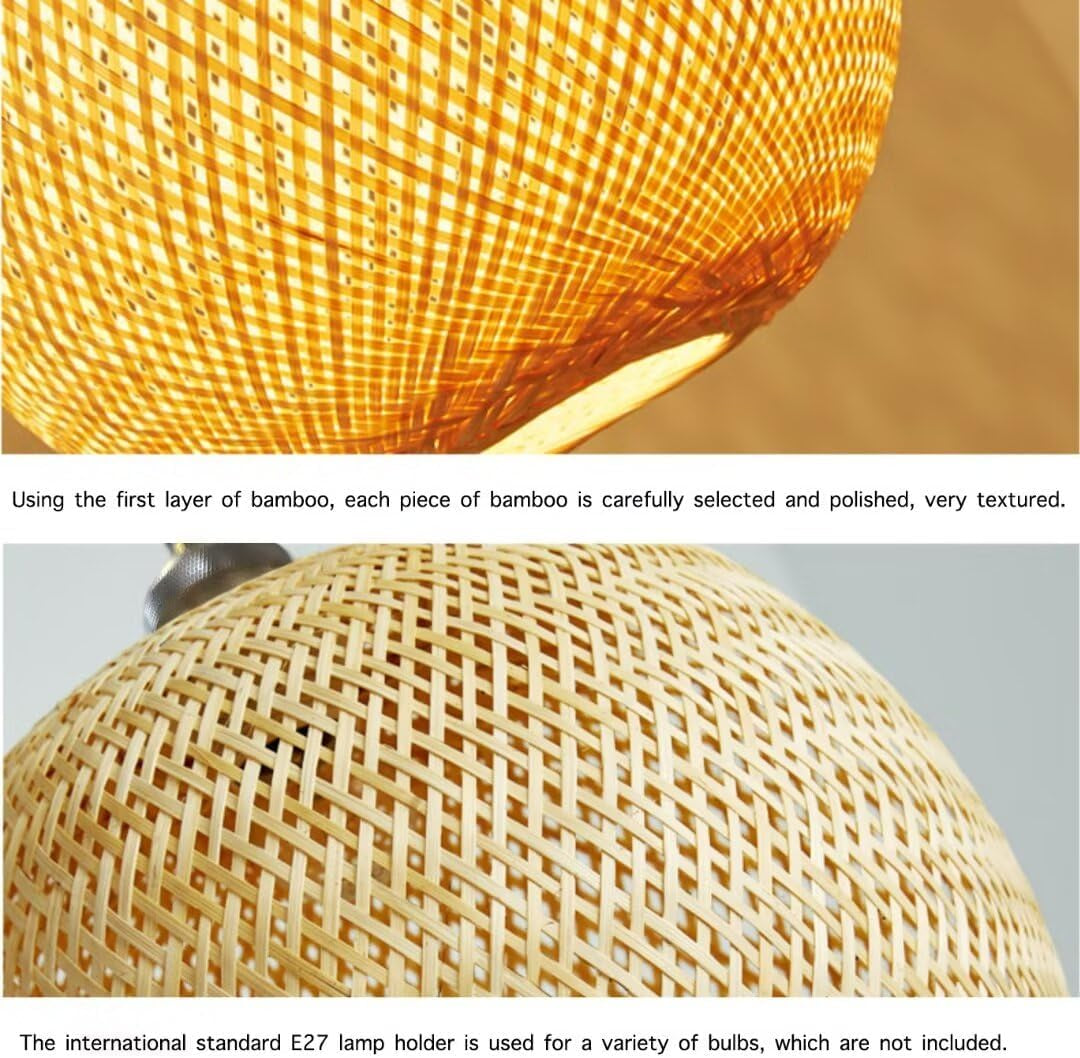 Elegante Lampada a Sospensione in Bambù Fatta a Mano in Stile Sud-Est Asiatico Lanterna Lampadario Lampada Da Soffitto Illuminazione a Soffitto per Ristorante, Soggiorno, Bancone Bar