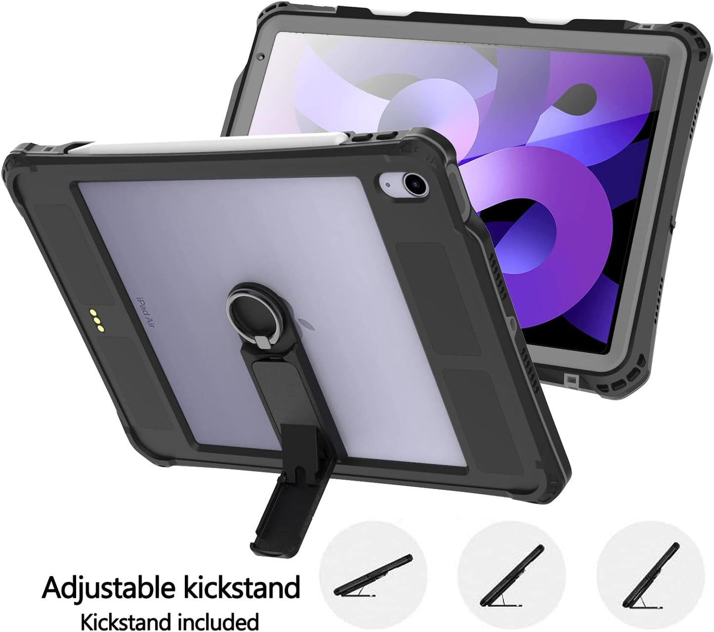 Custodia Impermeabile per Ipad Air 5/4 per Ipad Air 5/4A Generazione, Custodia Protettiva Completa Con Proteggi Schermo, Portamatite, Cavalletto, Cinturino, Antiurto, Antipolvere