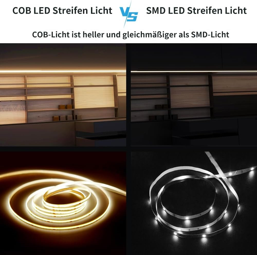 2 Strisce LED COB LED, 24,6 Ft/7,5 M, Super Luminose, 24 V, Luci LED COB Flessibili Con Telecomando RF per Camera Da Letto, Cucina, Casa, TV, Armadio, Decorazione Fai Da Te