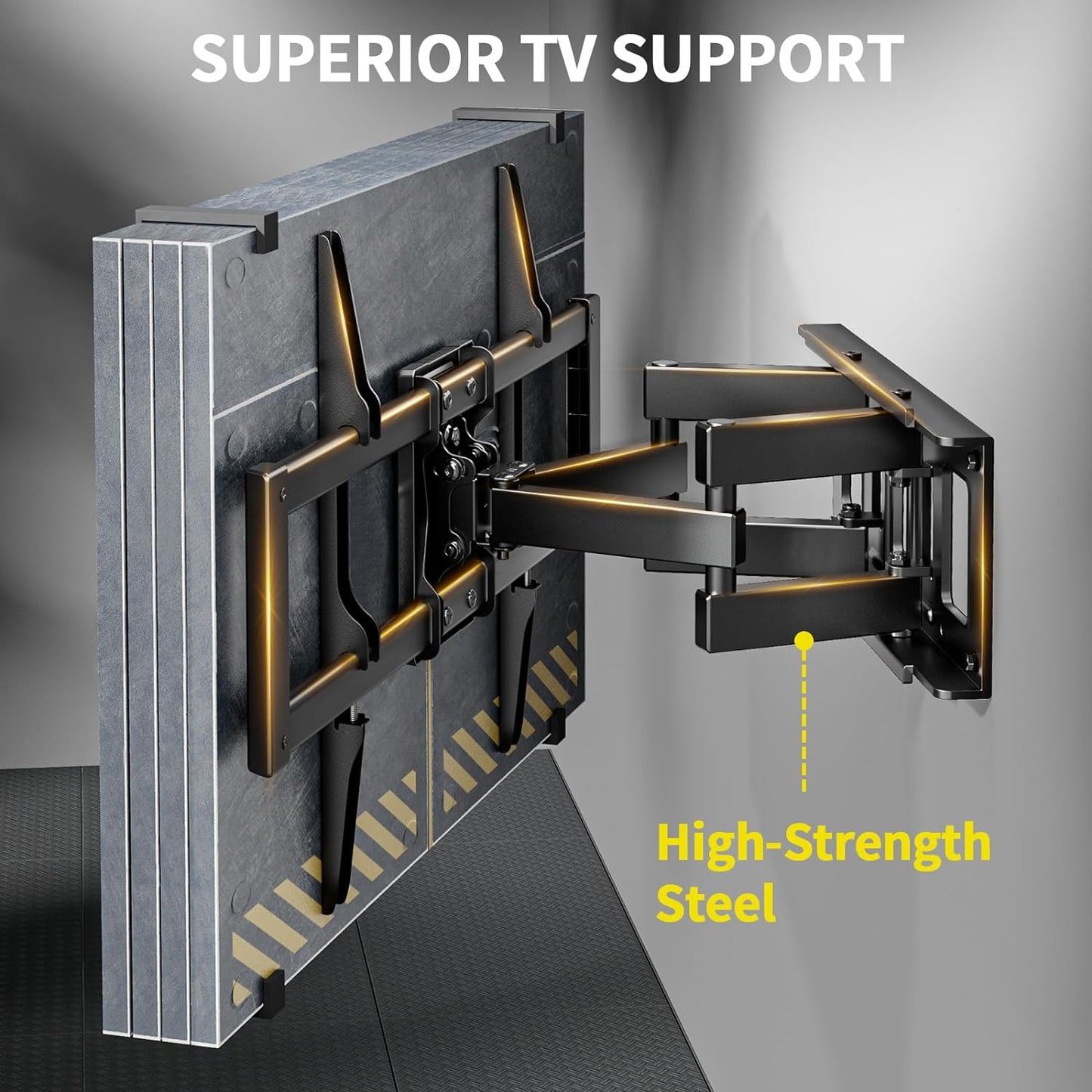 Supporto TV Parete per 37-75 Pollici Schermi Fino a 45 Kg, Staffa Tv Con Doppie Braccia, Girevole, Estensione E Inclinazione, Supporto a Parete Con Max VESA 600X400 Mm, APLF6-E