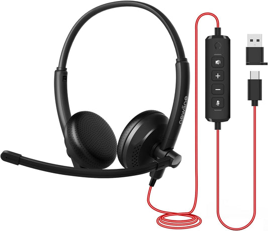 Cuffie per PC Con Microfono USB Super Riduzione Rumore, Comfort Di Utilizzo Prolungato, Effetto Sonoro Hifi, Cavo Di 1,87 Metri, Headset