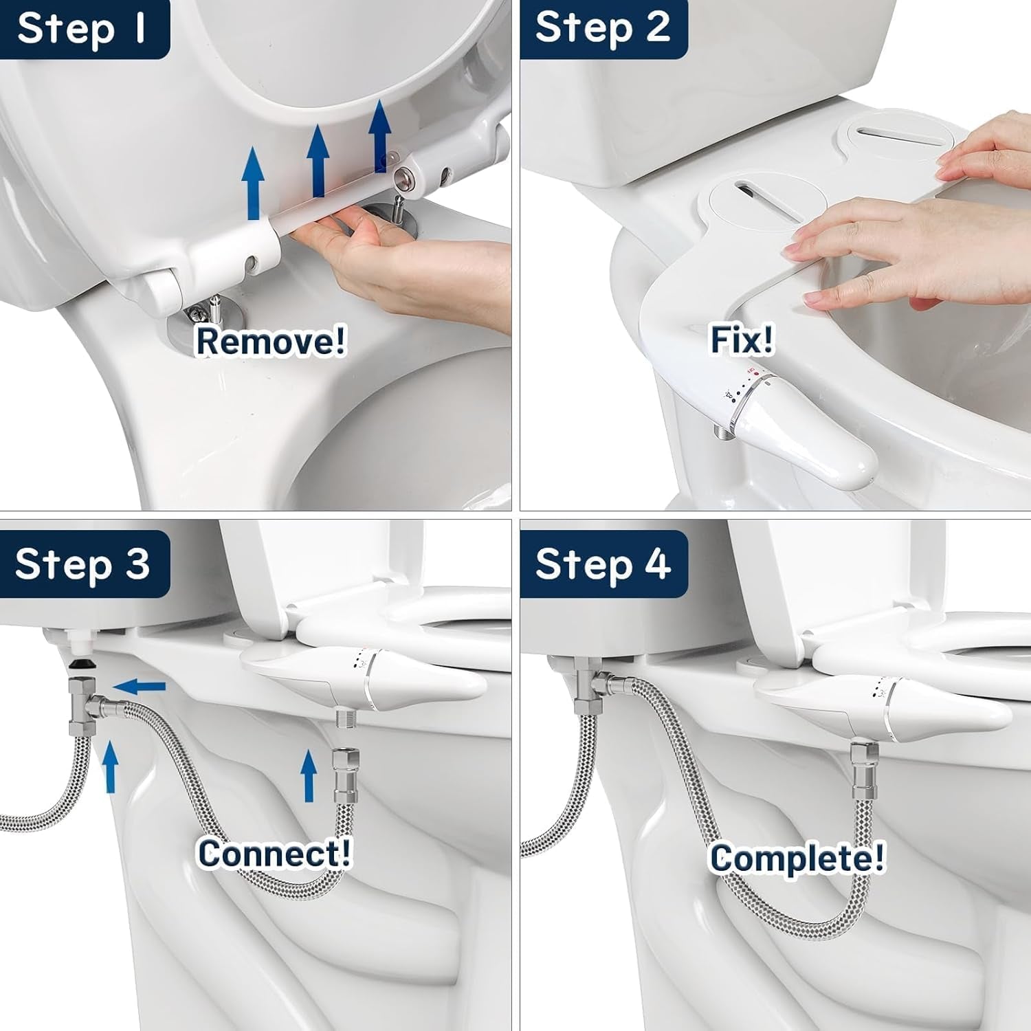 Inserto per Bidet Ultra Sottile per WC, Design Anti-Intasamento, Asta Girevole, Impugnatura Ergonomica per Pressione Dell'Acqua Regolabile, Ingresso in Ottone E Kit Di Collegamento In