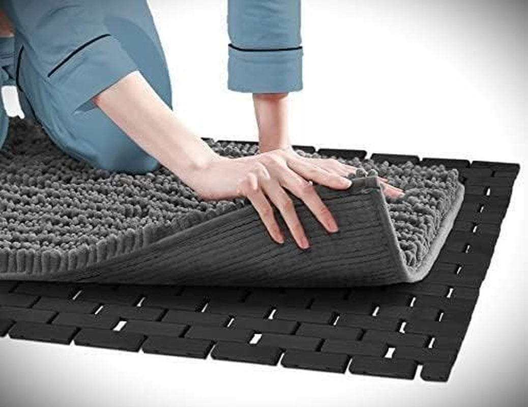 Tappeto Doccia Antiscivolo - Tappeto Bambu - Tappeto Bagno Antiscivolo - Tappeti Bagno Legno - Pavimento in Legno per Doccia - Tappeto Vasca Antiscivolo - Legno Piatto Doccia (Nero)