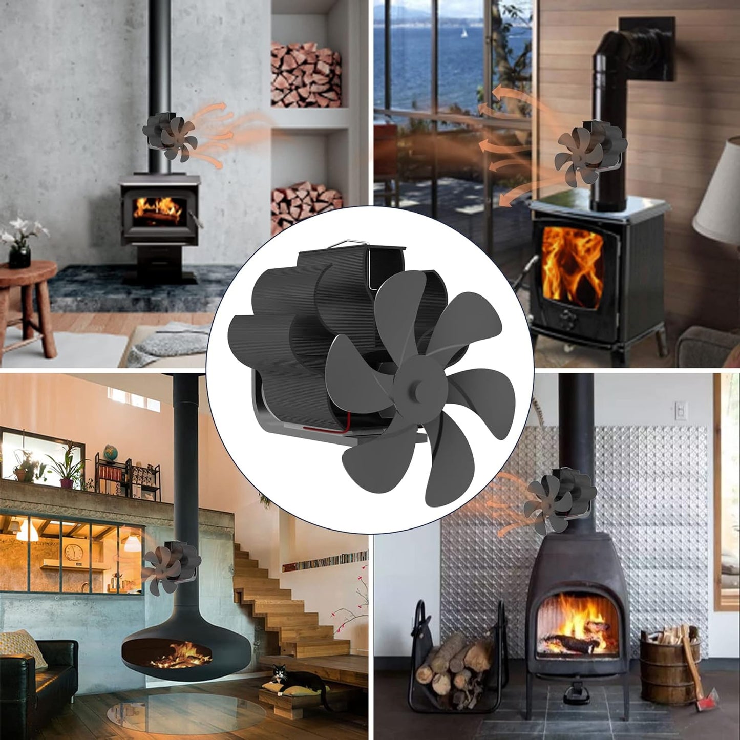 Ventola per Stufa Magnetico, Ventilatore Della Stufa Da Tubo, Silenzioso Ventola per Stufa a Legna, Senza Elettricità Alimentato Calore Ventola, Stufa Ventilatore per Bruciatori a Legno/Camino