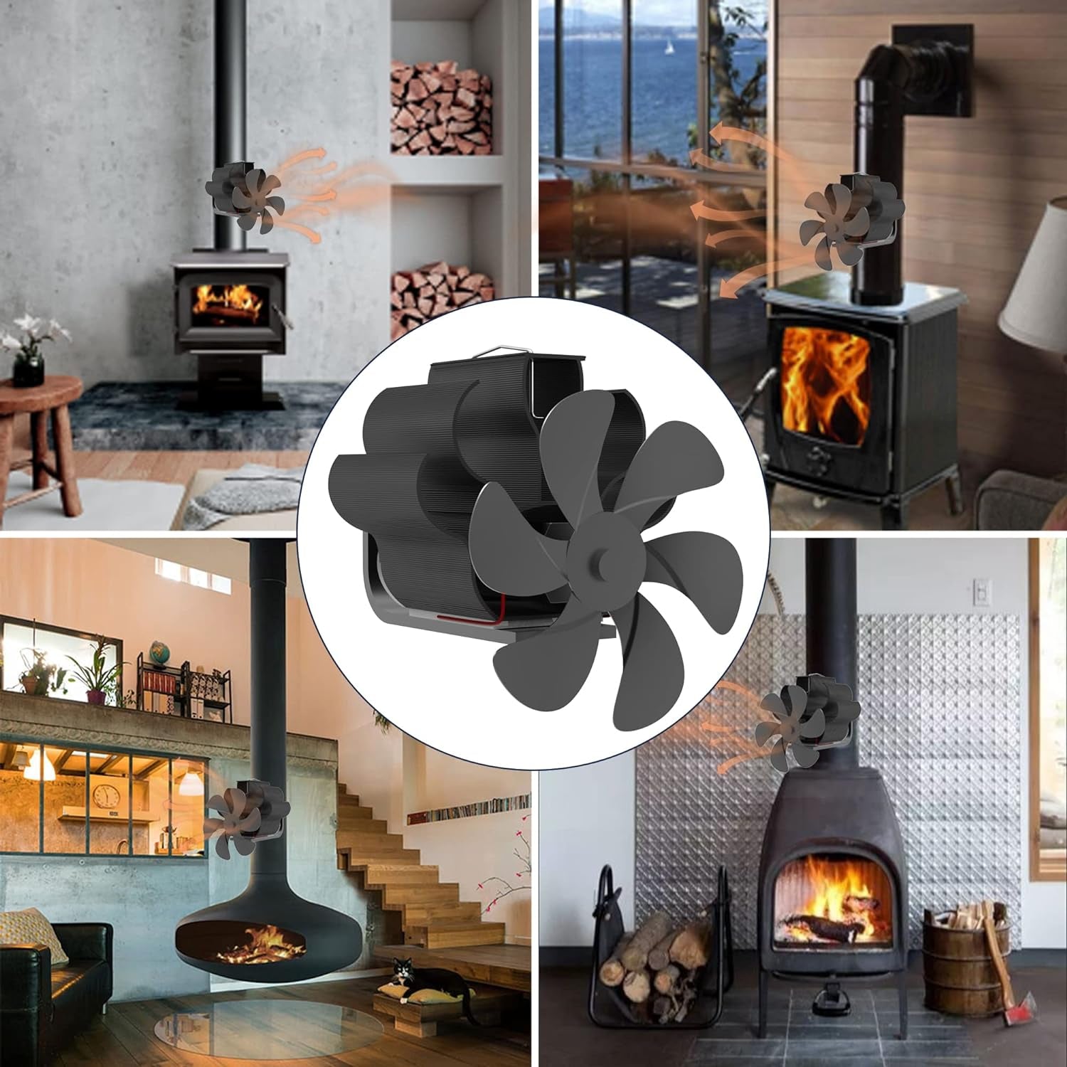 Ventola per Stufa Magnetico, Ventilatore Della Stufa Da Tubo, Silenzioso Ventola per Stufa a Legna, Senza Elettricità Alimentato Calore Ventola, Stufa Ventilatore per Bruciatori a Legno/Camino