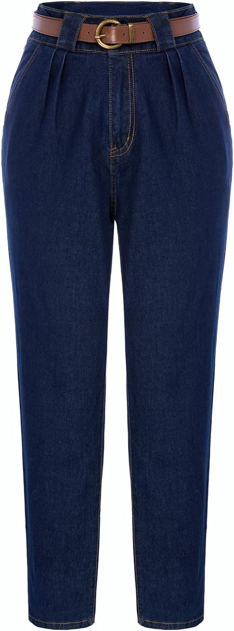 Jeans Da Donna a Vita Alta Con Cintura, per Il Tempo Libero
