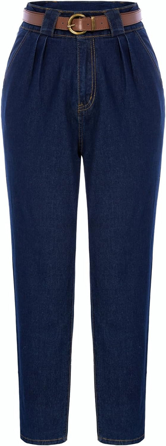 Jeans Da Donna a Vita Alta Con Cintura, per Il Tempo Libero