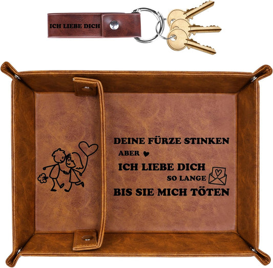 Ich Liebe Dich Partner Regali Für Männer Freund Luhn Weihnachten, Leder Desktop Organizer Organizer Vassoio Vassoio per Marito, Regalo Di Gnomo, Gioielli Chiave Svuotata