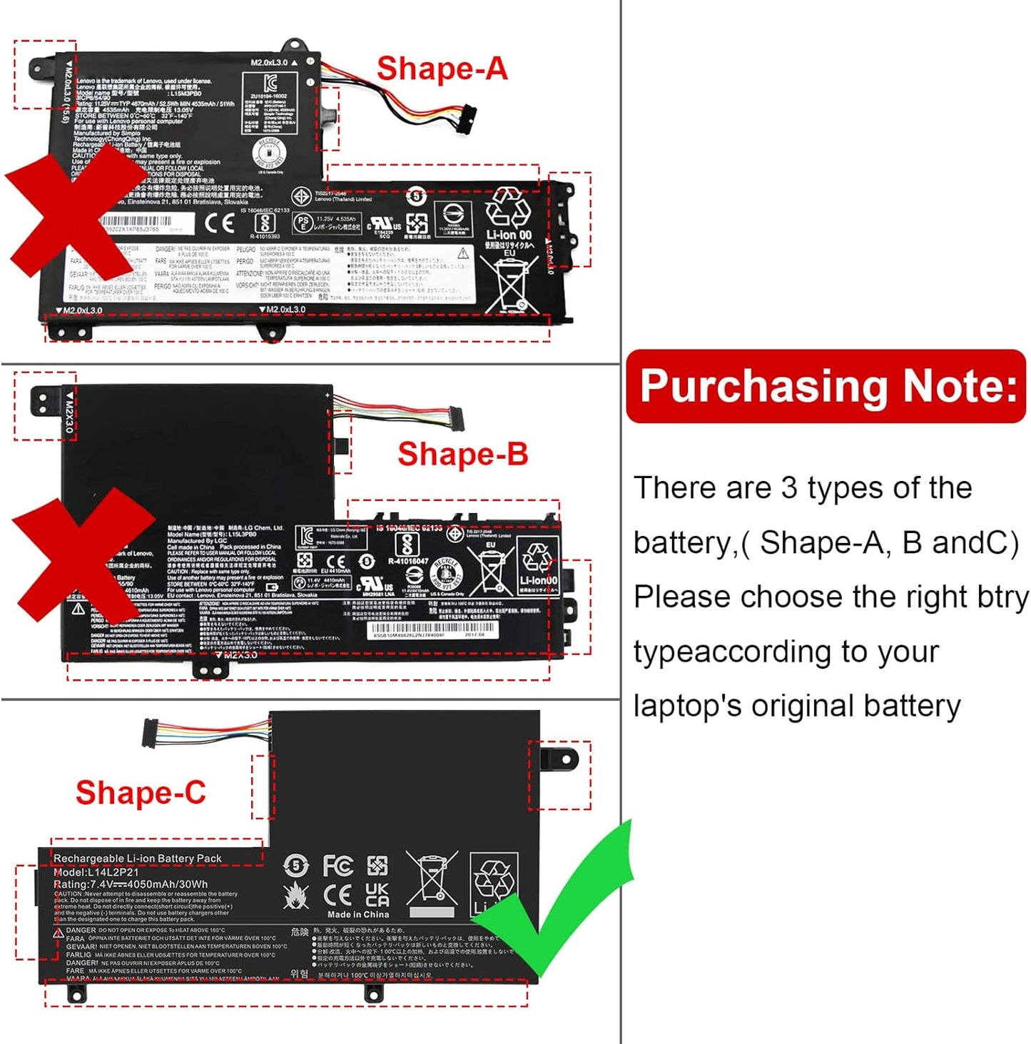 L14L2P21 Batteria Compatibile Con Lenovo Flex 3 Flex 4 1470 1480 1570 1580 Series Edge 21580 S4135 S4170 S4175 Series Notebook, Ricambio per L14M3P21 L14L3P21 L1 L14 M2P21 L14L2P21 (7,4 V