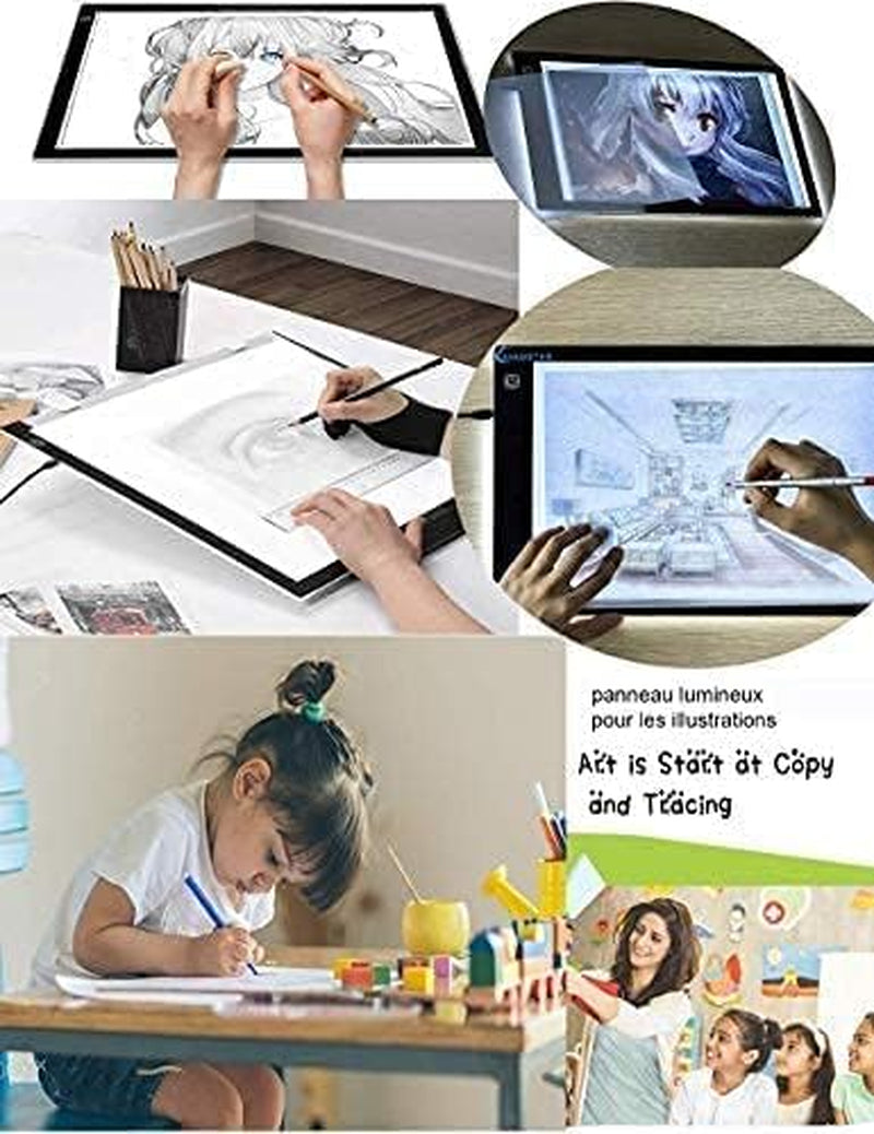 Tavoletta Luminosa LED A4, Lavagna Copiativa a LED A4, Sottilissima per Tavolo Da Disegno Con Cavo USB Con Luminosità Regolabile