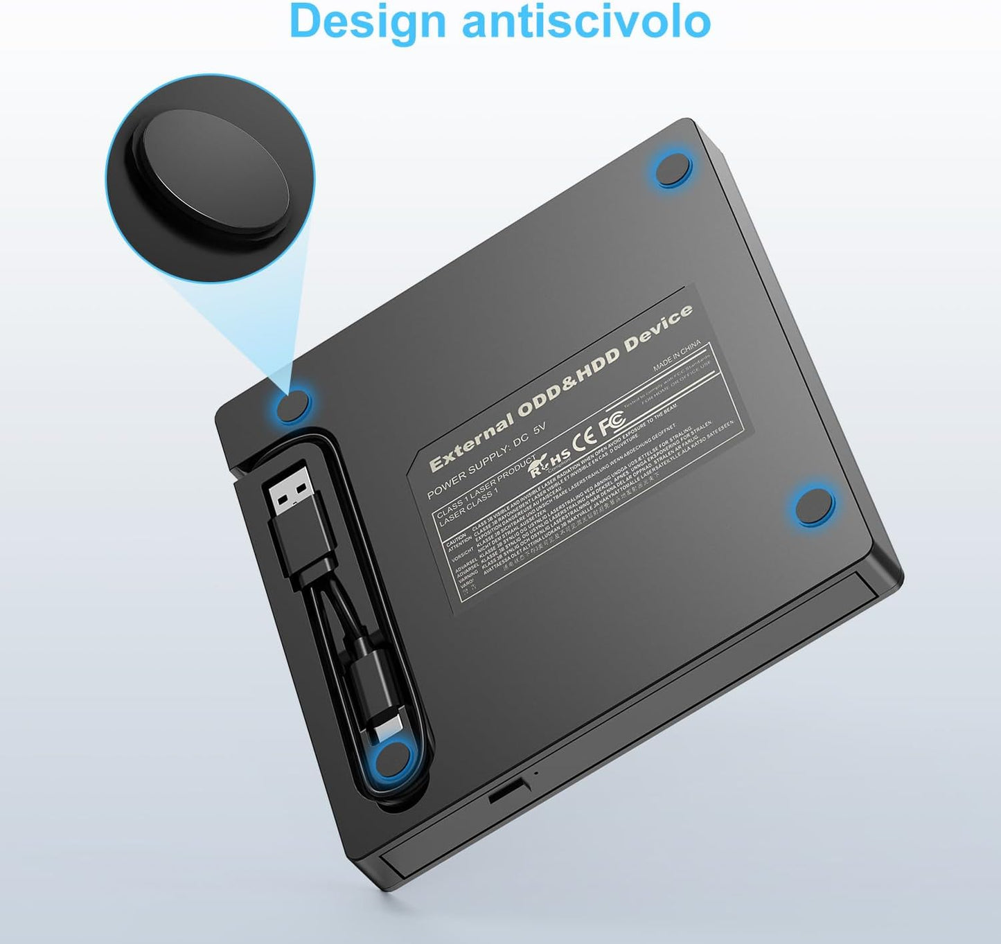 Masterizzatore DVD CD Externo, Lettore CD DVD Esterno, USB 3.0 Con 4 Porte USB E 2 Lettore Di Schede TF/SD, Ultra Sottile Unità CD/DVD Esterna per Laptop Windows 11/10/8/7/Xp/Vista Linux Mac