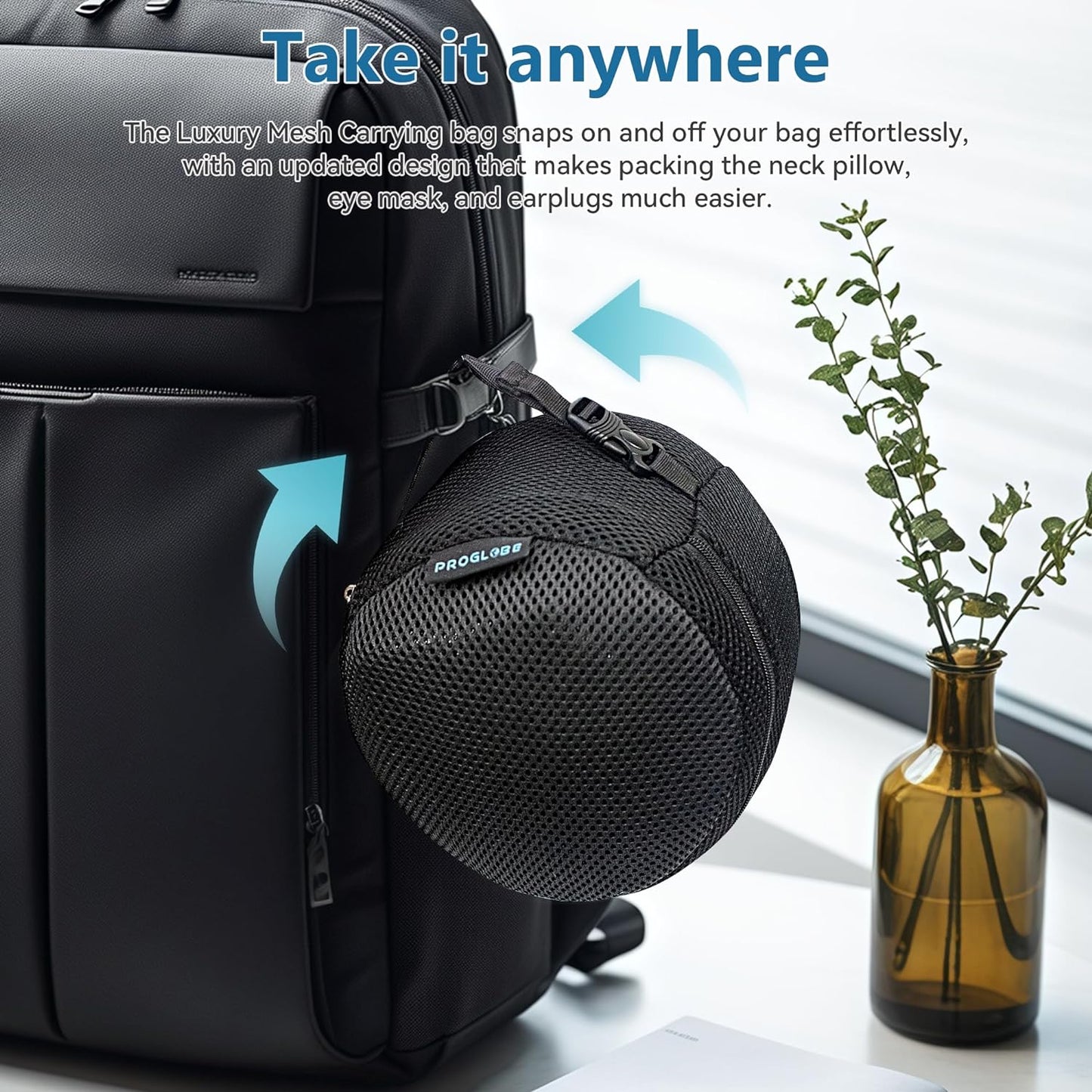 Cuscino Da Viaggio per Collo - Cuscino Cervicale, 100% Memory Foam, Cuscino per Dormire, Ideale per Viaggi in Aereo, Auto, Treno, Con Mascherina 3D, Tappi Orecchie E Borsa in Rete (Nero)