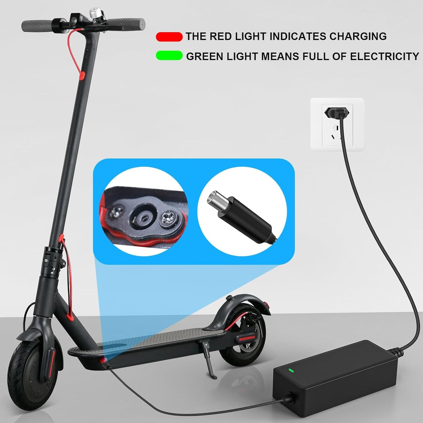 42V 2A Caricabatterie per Monopattini Elettrici per Ninebot ES1 ES2 ES4 ES3 E22E E25E E45E, Xiaomi M365, Pro, Pro 2, Mi 3, S1 S2, Caricabatterie 36V per Xiaomi E Ninebot Scooter