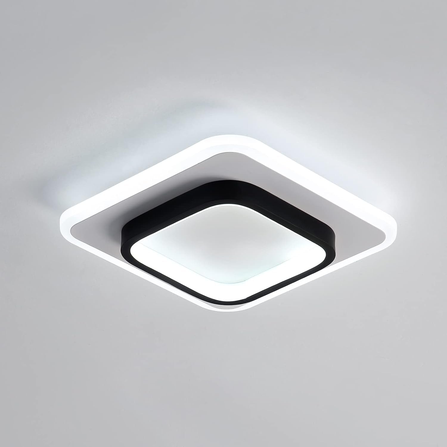 Plafoniera a LED Moderna, 21W 2350LM Creativo Forma Di Quadrata Lampada Da Soffitto, 24 Cm Di Diametro, Lampadario Acrilico per Corridoi Balconi Vani Scale, Luce Bianco Freddo 6500K