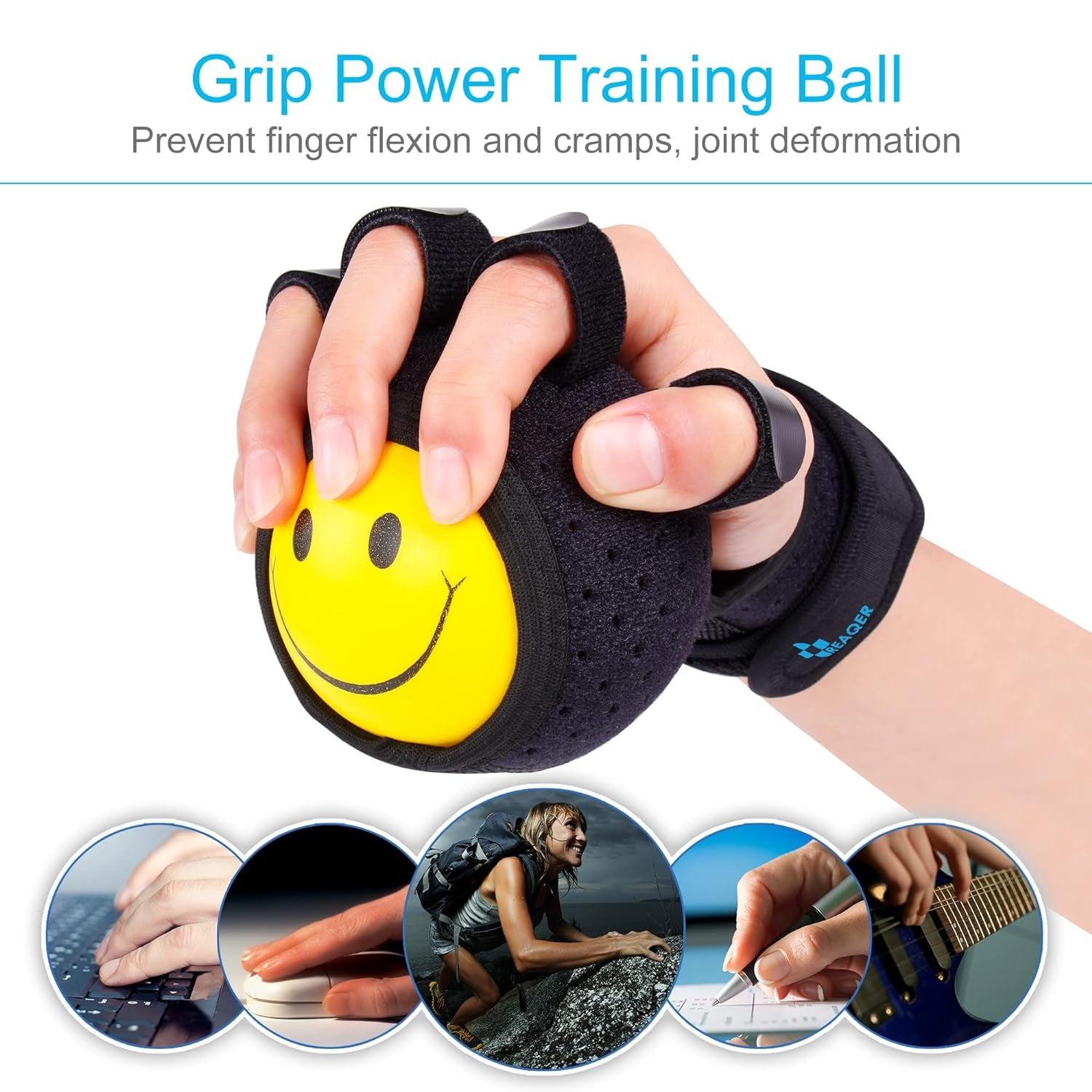 Pallina Antistress Rinforzante-Dito Exerciser Palla and Mano Strengthener per Atleti, Musicisti E Terapia Fisica