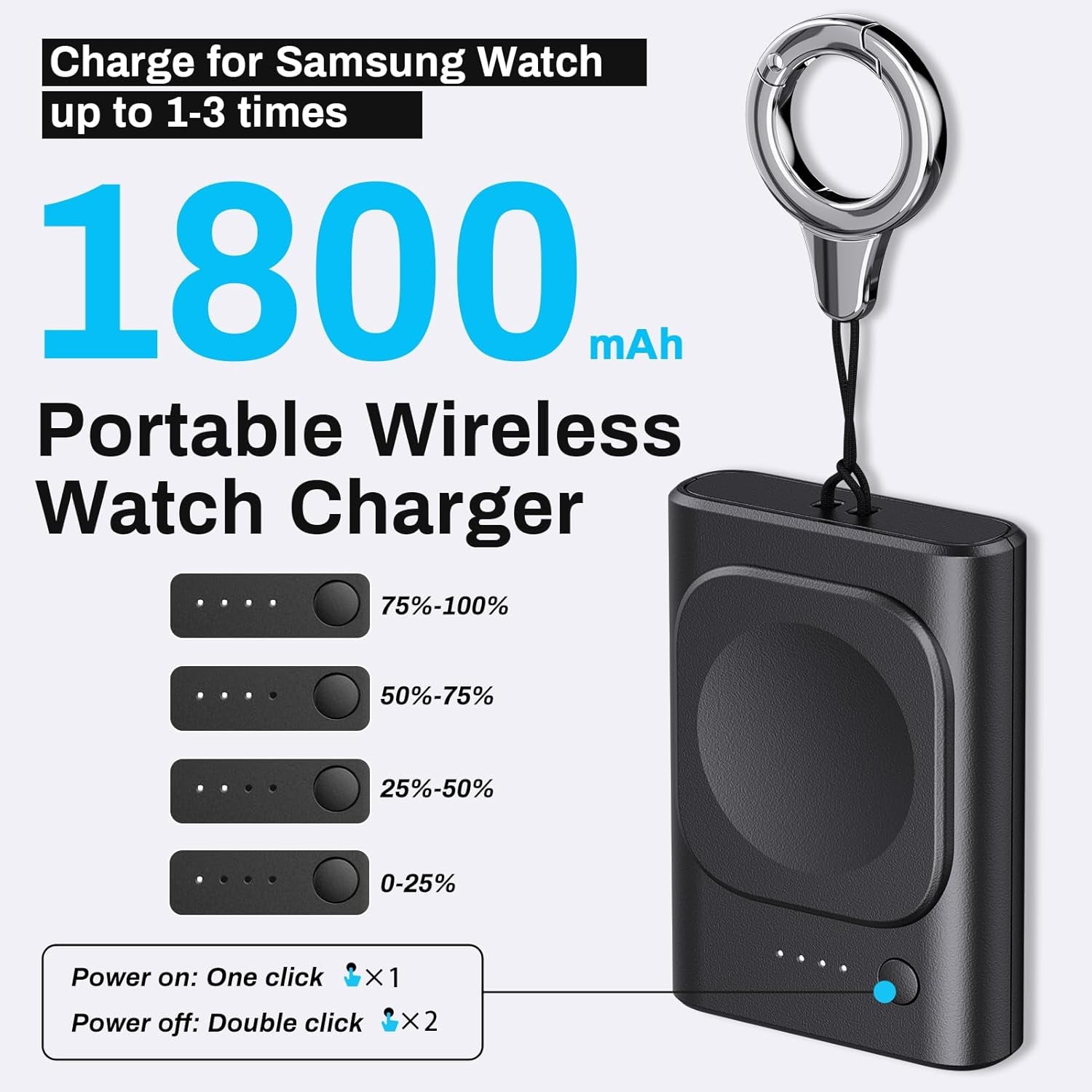 Caricatore per Samsung Watch 7, 1800 Mah Caricabatterie Wireless Portatile per Samsung Galaxy Watch Ultra/7/6/6 Classic/5 Pro/5/4/3/Active 2/Gear S3/Sport