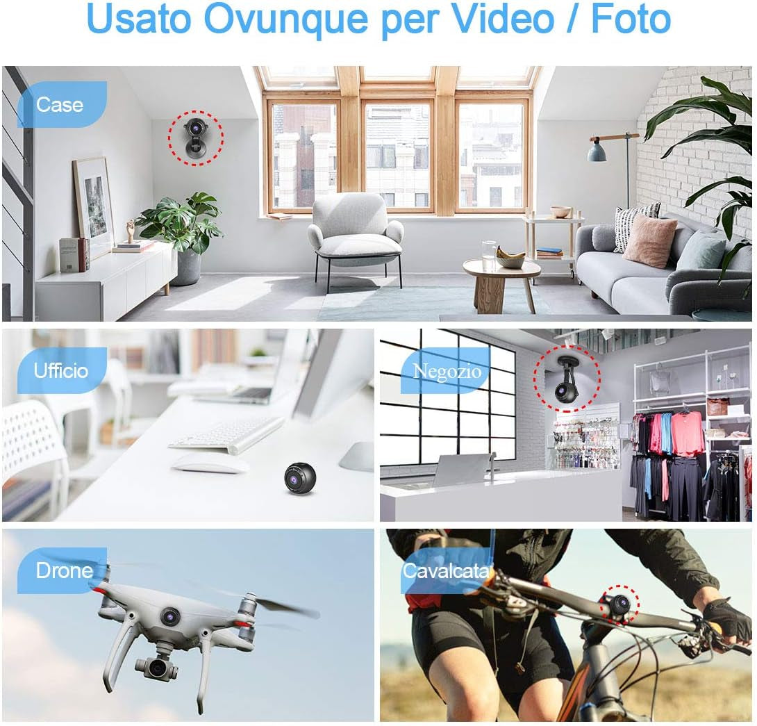 Mini Telecamera Spia Nascosta, HD 1080P Portatile Micro Cop Spy Cam Con Sensore Di Movimento,Visione Notturna Y Batteria,Senza Fili Piccola Video Sorveglianza Microcamera Spia Esterno/Interno