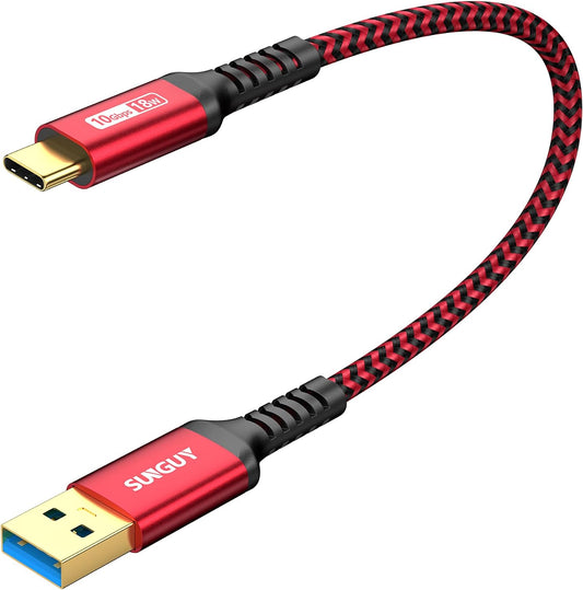 Cavo USB C, 0.3M USB 3.1 Gen 2 Cavo Type C Ricarica Rapida, 10Gbps Cavo Dati Usb Type C per Android Auto，Samsung A53 S22 S21, XIAOMI, Google Pixel 6-Rosso