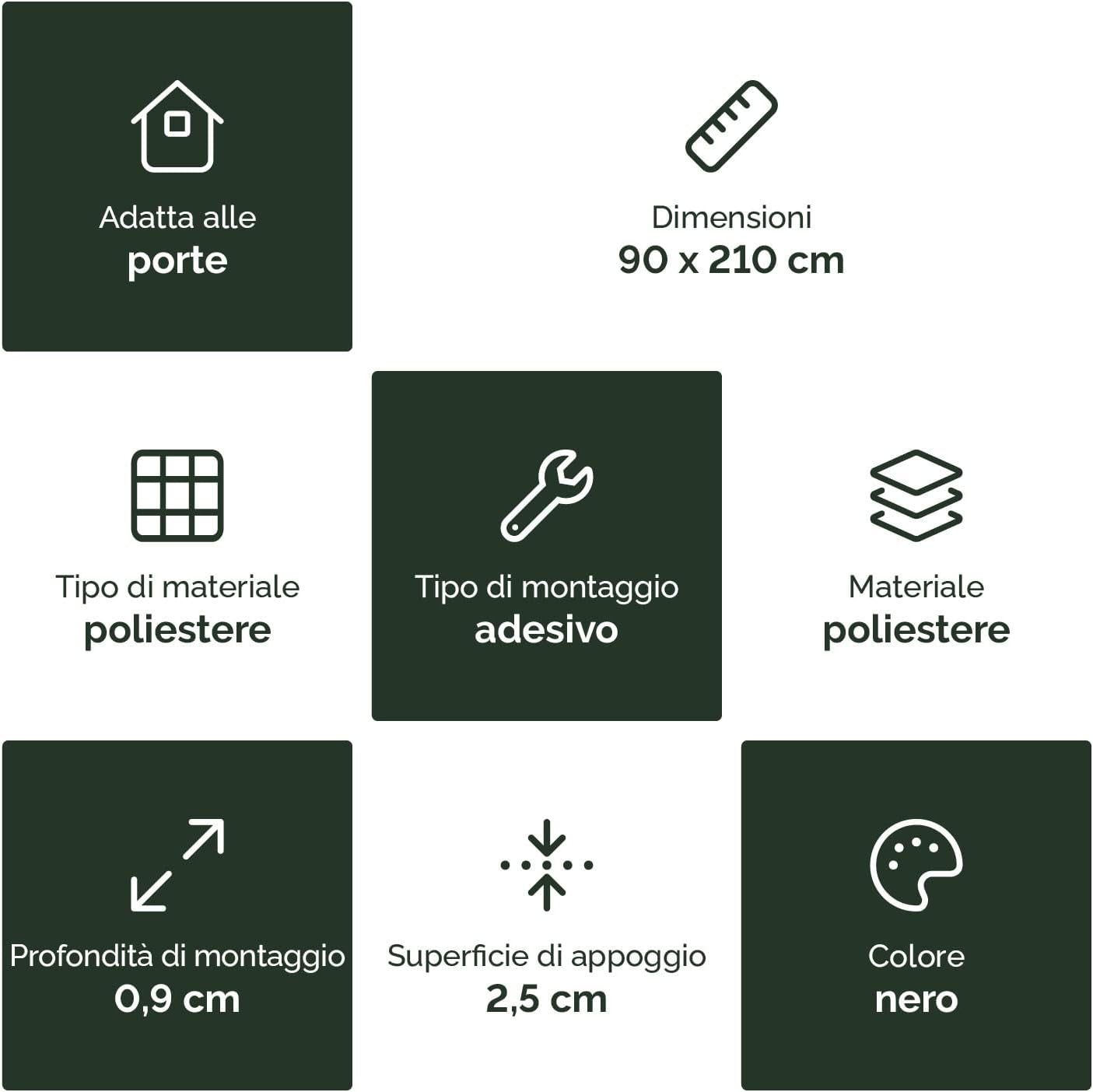 -Tenda Zanzariere Magnetiche per Porte, Finestre, Con Calamita 90 X 210 Cm