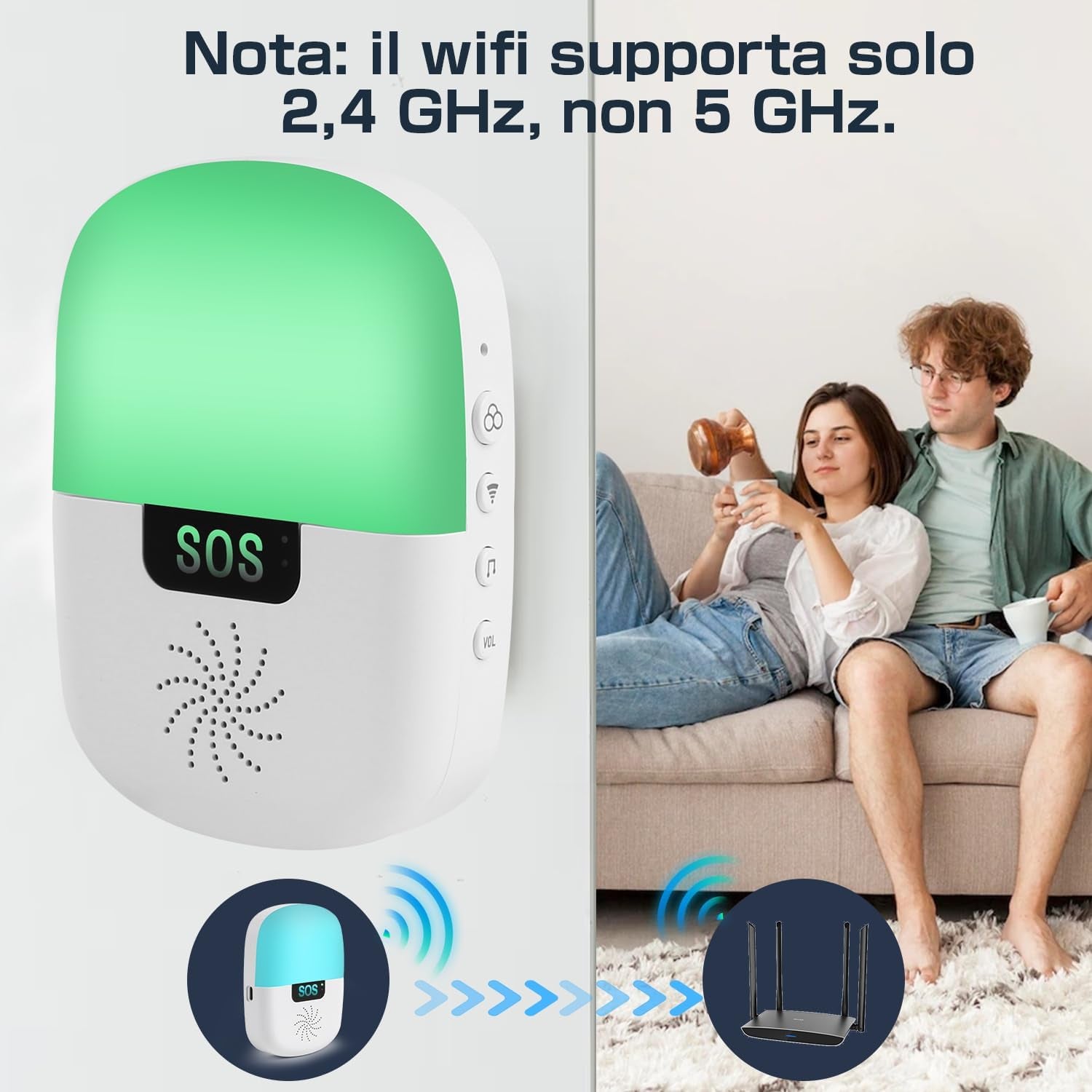 Pulsante Di Chiamata Di Emergenza per Anziani Tuya Wifi Smart SOS Allarme Cercapersone per Anziani Allarmi Musicali E Luminosi Salvavita Anziani Pulsante Impermeabile Facile Da Usare