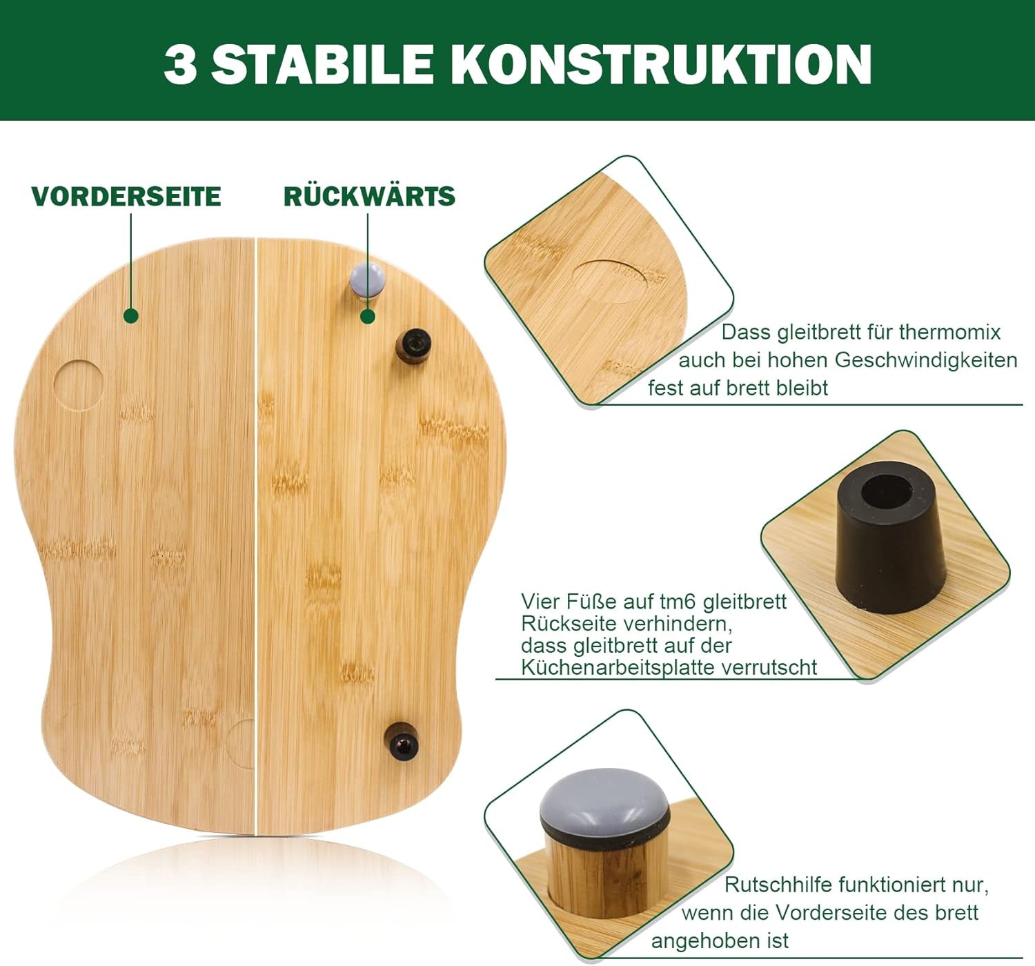 Per Bimby TM6 TM5, Accessorio per Tavola Scorrevole, per Bimby Vorwerk Robot Da Cucina TM 6 Accessori, in Legno Di Bambù