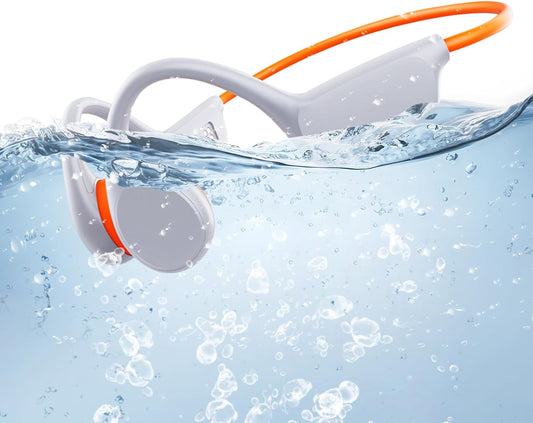 Cuffie Subacquee per Piscina, IP68 Impermeabile Cuffie Conduzione Ossea Gli Sport Cuffie Subacquee Bluetooth 5.3 Cuffie Ossea Conduzione La Memoria Integrata Da 32 GB Modalità MP3