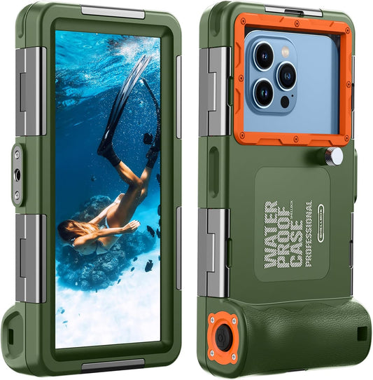 Custodia Impermeabile Subacquea Professionale IP68 15M per Iphone Samsung Huawei Xiaomi,Compatibile Con Telefoni Fino a 6,9 Pollici,Adatto per Immersioni Snorkeling Surf,Verde