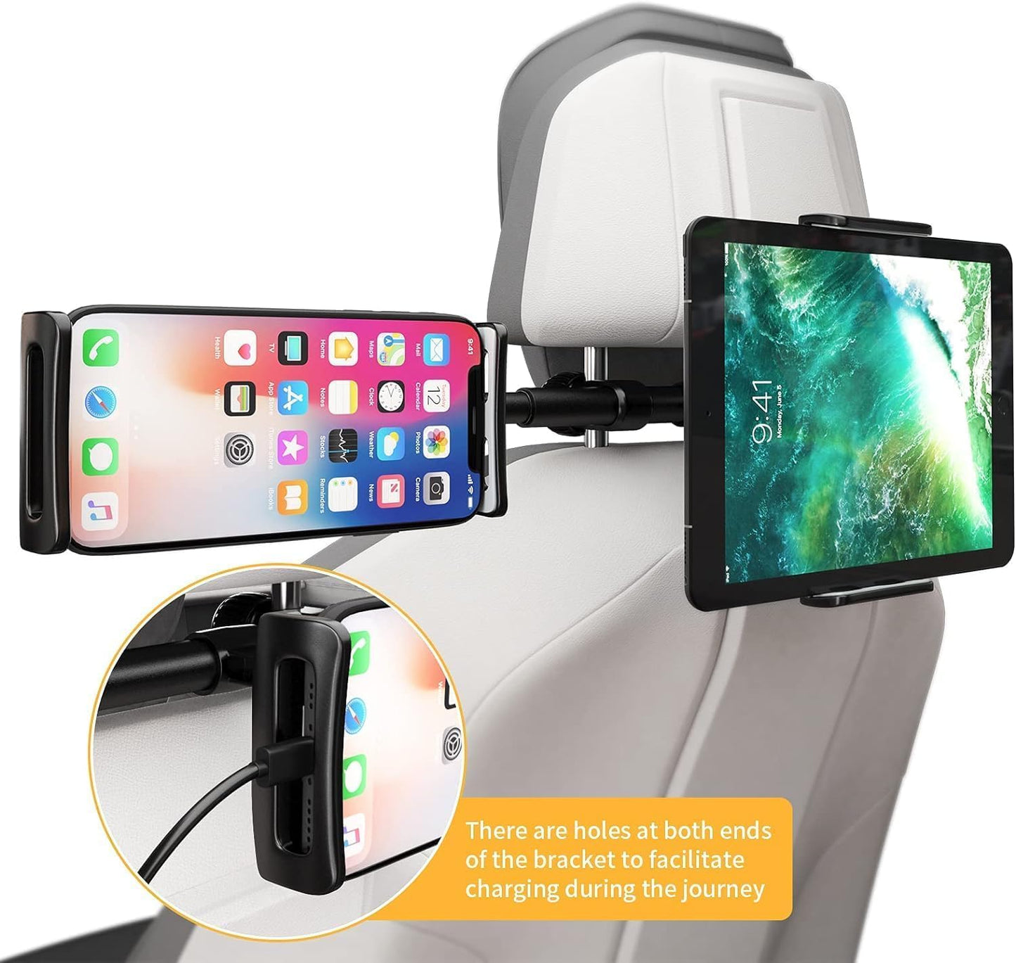 Supporto Tablet per Poggiatesta Auto Sedili Posteriori, Rotazione 360 Gradi Et Estensibile, per Smartphone/Ipad Da 4 a 11 Pollici (2 Posiziones)