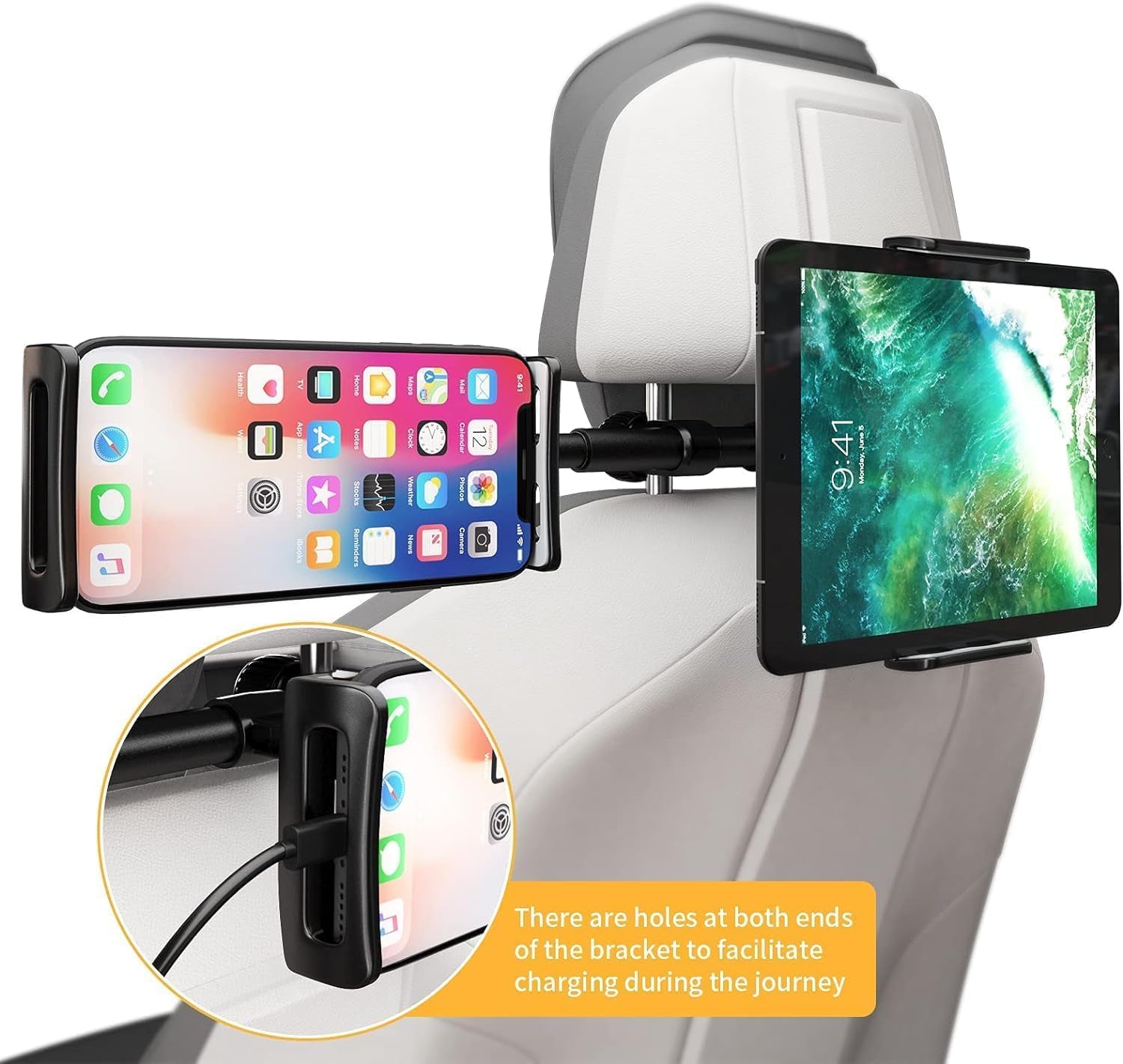 Supporto Tablet per Poggiatesta Auto Sedili Posteriori, Rotazione 360 Gradi Et Estensibile, per Smartphone/Ipad Da 4 a 11 Pollici (2 Posiziones)