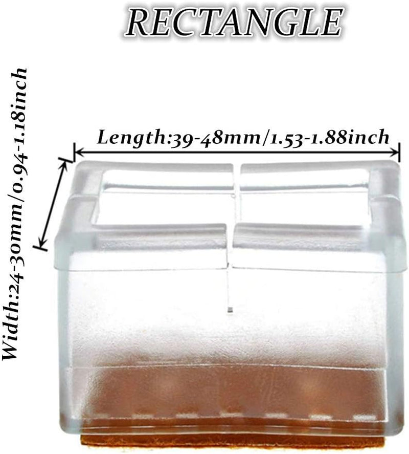 16 Protezioni per Gambe Da Tavolo E Sedie, Cappello per Sedia in Silicone, Mobili Da Tavolo in Legno, Cuscino Di Protezione, Cuscino per Piede (Lunghezza 39-48 Mm, Larghezza 24-30 Mm)