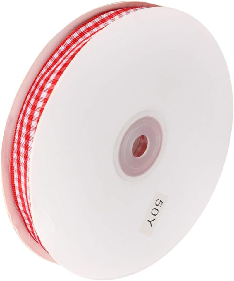 Nastro a Quadretti, Nastro Scozzese a Quadretti per Artigianato Bowknot Che Fa Accessori per La Decorazione Di Abbigliamento Con Nastro Controllato 50 Yard/Rotolo(Rosso E Bianco)