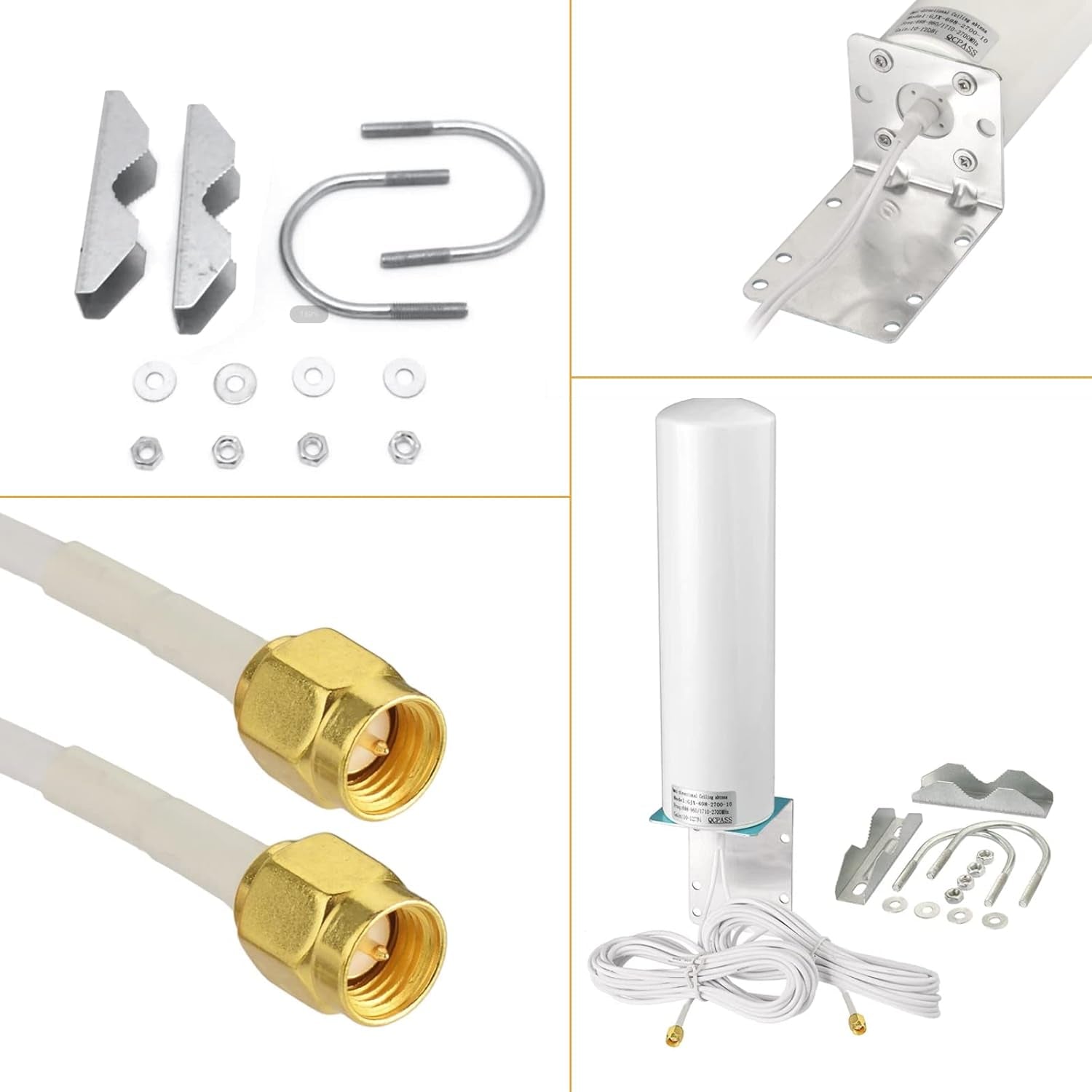 Antenna 4G LTE Esterno Mimo Omnidirezionale 698-2700 Mhz Connettore Sma,Con Adattatore CRC9 Ts9,Guadagno Fino 12 Dbi, per Router 4G Router Hotspot Mobile Wireless Home Phone(Cavo 2 X 5M)