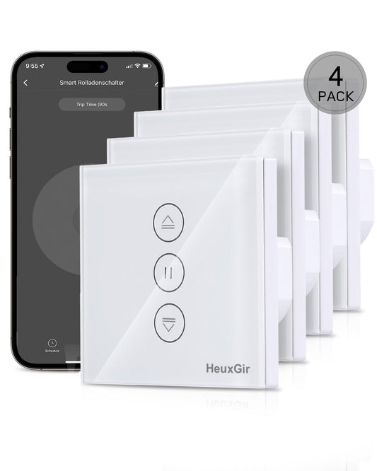 Interruttore per Tapparelle Wlan, Timer Smart per Tapparelle, Compatibile Con Alexa E Google Home, Neutro Necessario, Telecomando Smartlife, 4 Confezioni