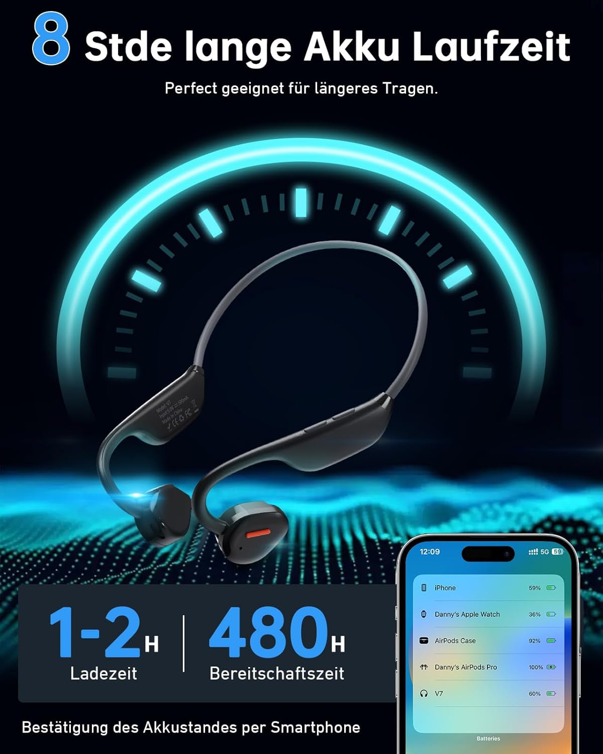 Cuffie Bluetooth Sport, Auricolari Wireless Bluetooth 5.3 Impermeabile IP67, Cuffie Wireless Bluetooth Ultraleggero 27G per Corridori in Bicicletta Palestra Corsa Lavoro