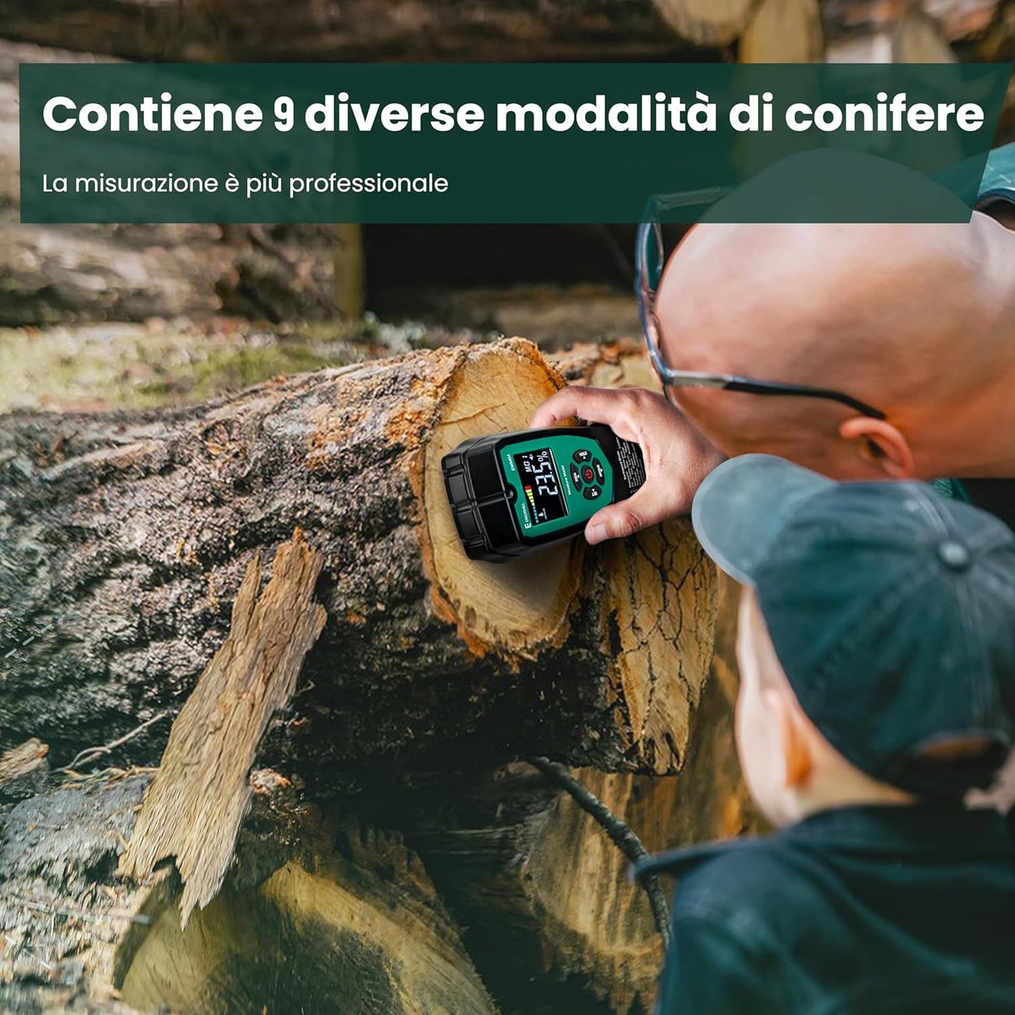 Misuratore Di Umidità in Legno, Misuratore Di Umidità Non Invasivo Con 4 Modalità, Display LCD Con Retroilluminazione, Controllo Dell'Umidità Del Legno E Dei Materiali Da Costruzione