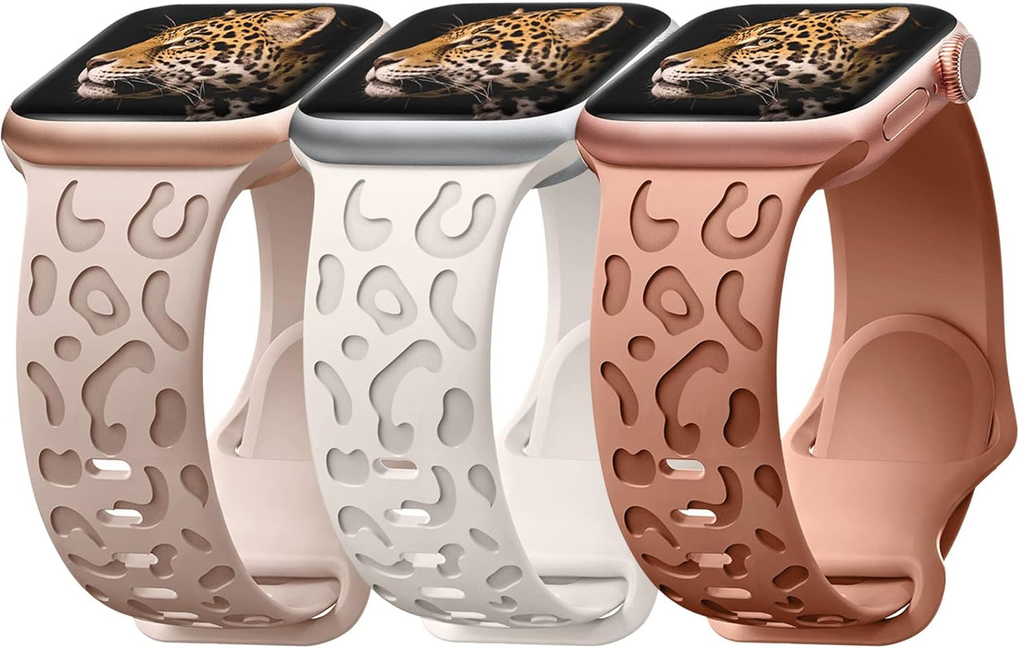 3 Bracciali Con Incisione Leopardata, Compatibili Con Apple Watch, 38 Mm, 42 Mm, 40 Mm, 44 Mm, 45 Mm, 49 Mm, Da Donna, in Morbido Silicone, Impermeabile, per Iwatch Series SE 8, 7, 6, 5, 4, 3, 2, 1