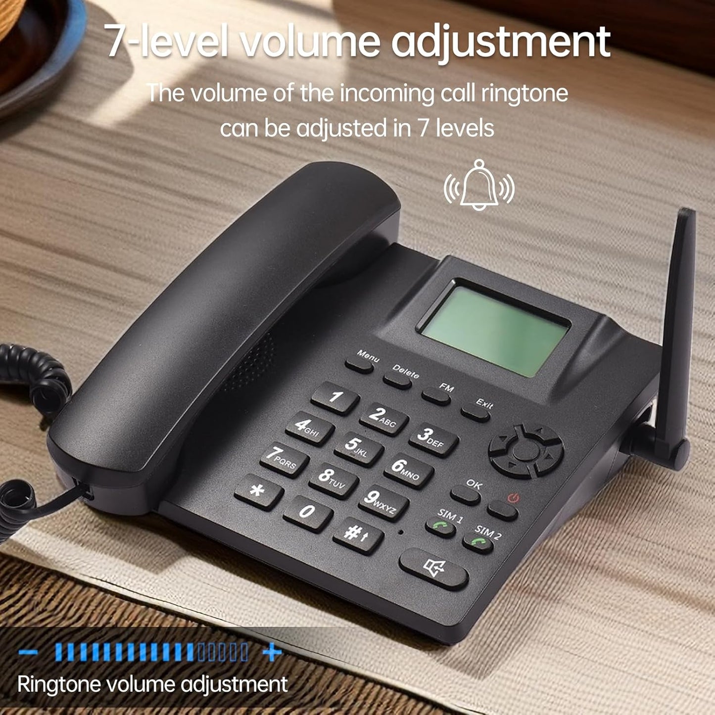 Telefono Fisso Con Sim, GSM850/900/1800/1900MHZ, Dual SIM Segnale 2G, Telefono Fisso Anziani Con Funzione Registrazione, per Casa, Ufficio, Hotel