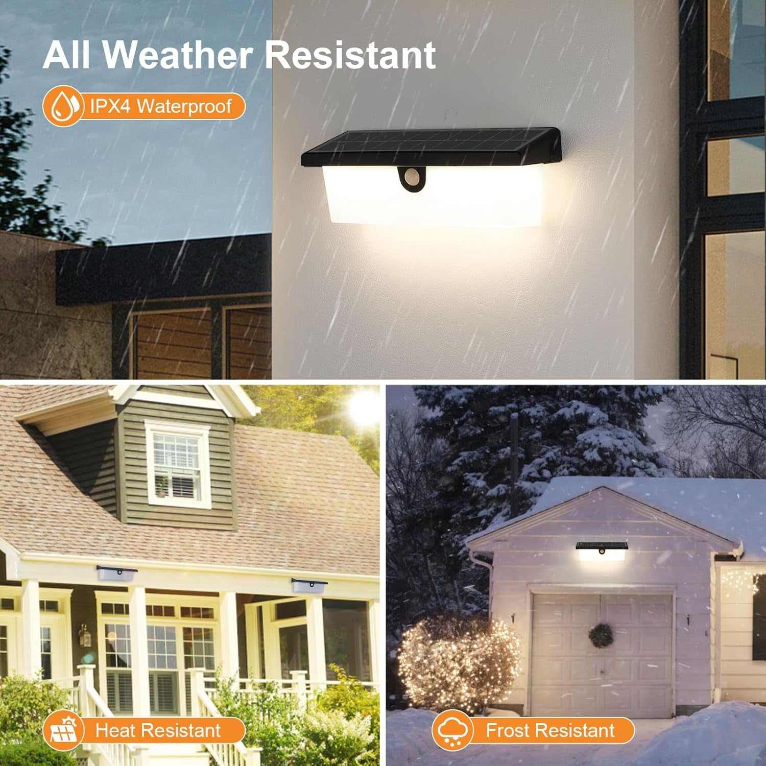 Lampada Da Esterno Solare Con Sensore Di Movimento Luce Da Parete Senza Fil Applique Da Parete Esterna Solare IPX4 Luce Solare Led Esterni per Giardini Terrazze Garage Patio - Bianco Neutro