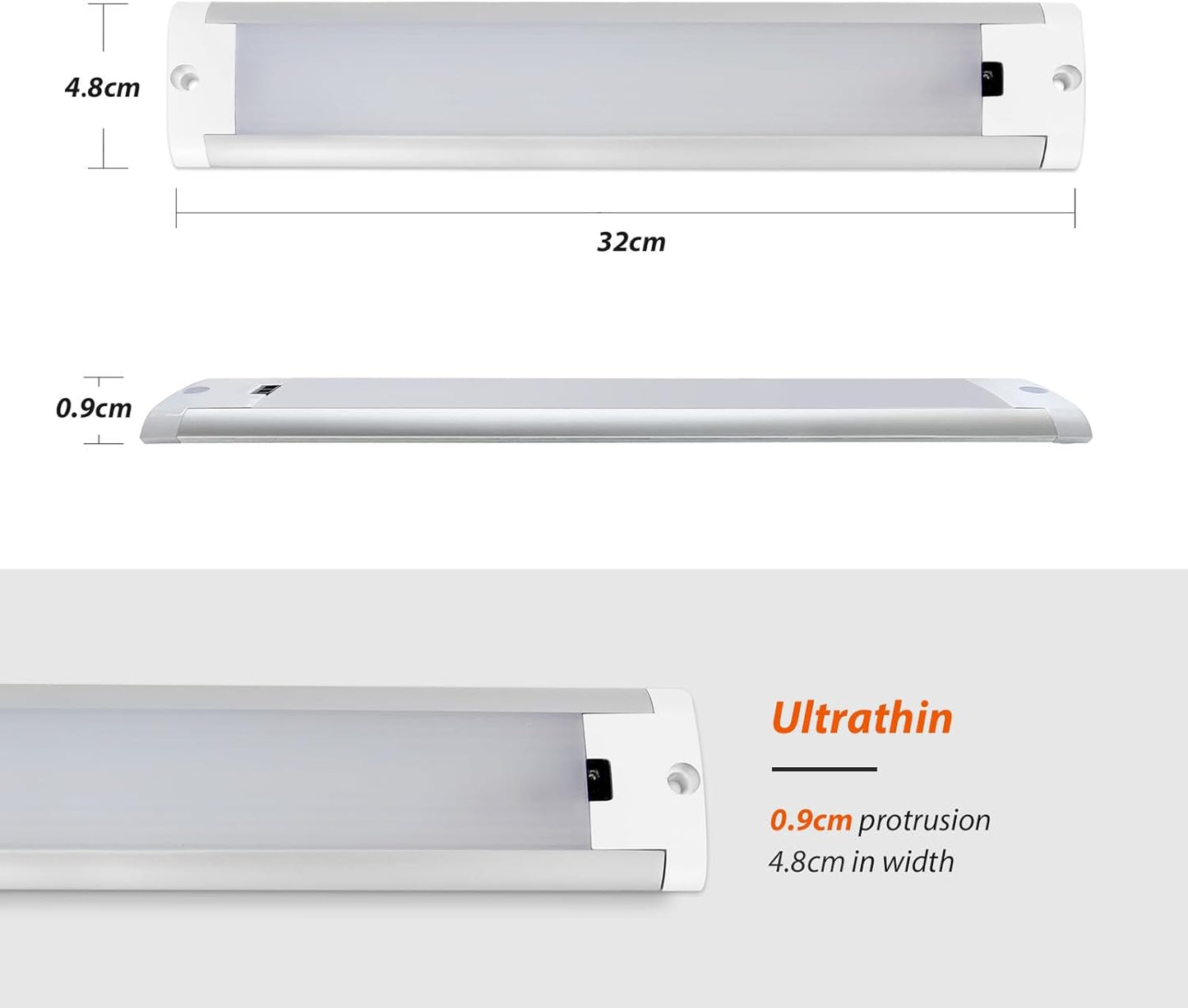 Barra LED 12V per Camper Dimmerabile Striscia LED 12V Con Sensore Di Movimento Armadi Cucina Illuminazione Bianco Caldo