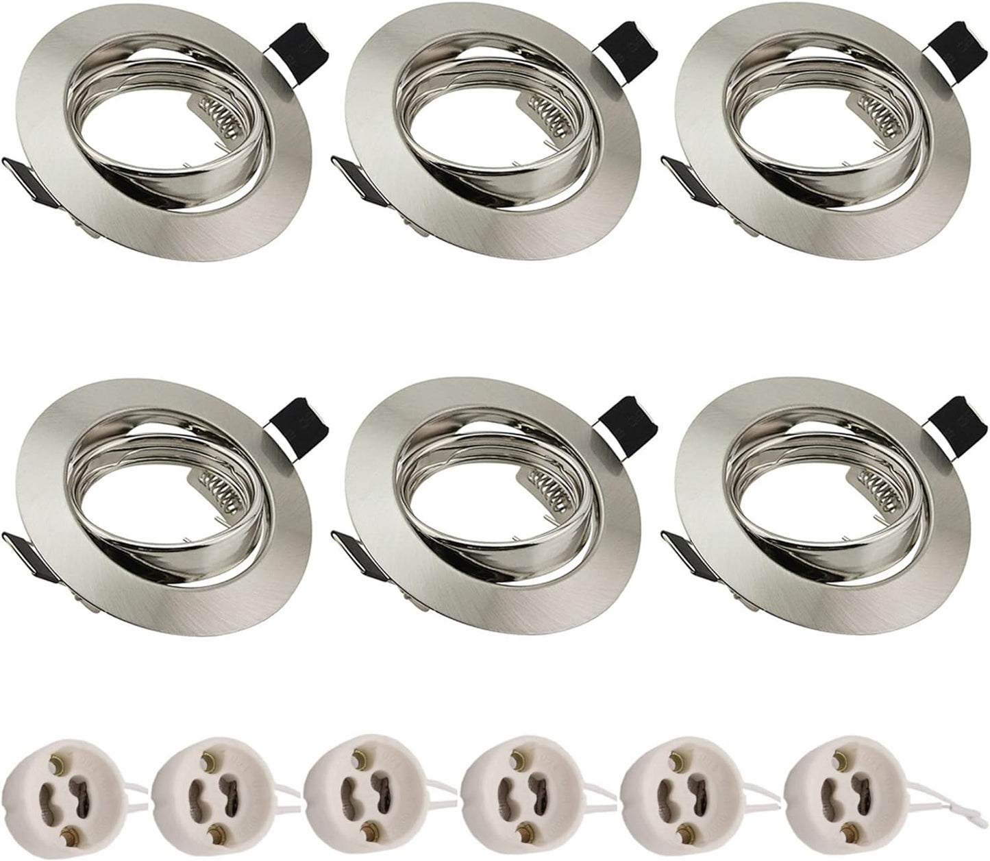 6 X Porta Faretto Da Incasso Rotante Incl. Portalampada GU10