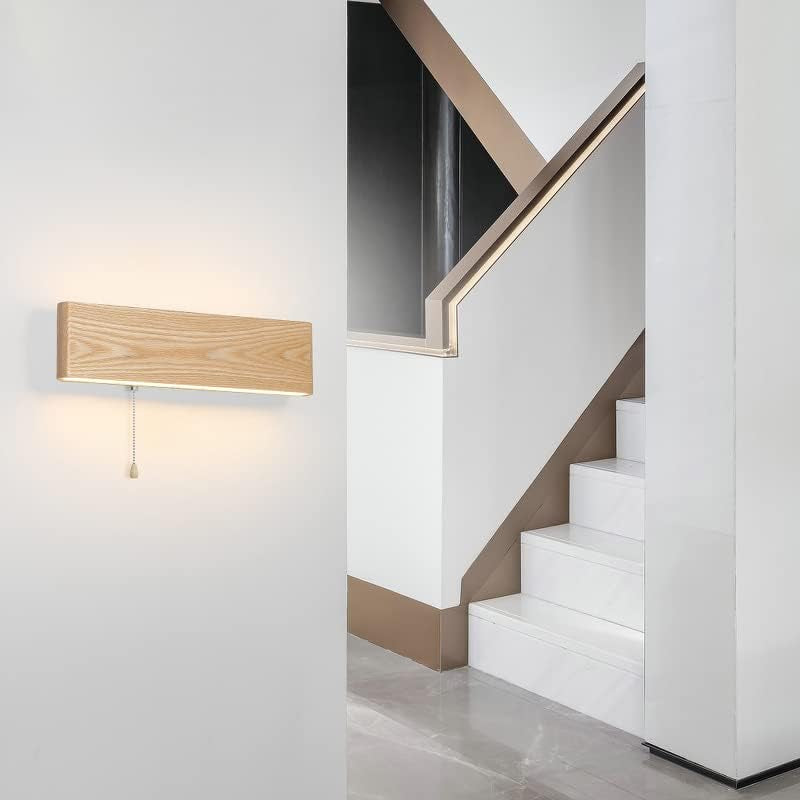 Applique Da Parete LED, Lampada Da Parete Interno Con Interruttore in Legno 360° Girevole LED Applique per Soggiorno Camera Da Letto Corridoio Bianca Calda Lampada a Muro (32Cm)