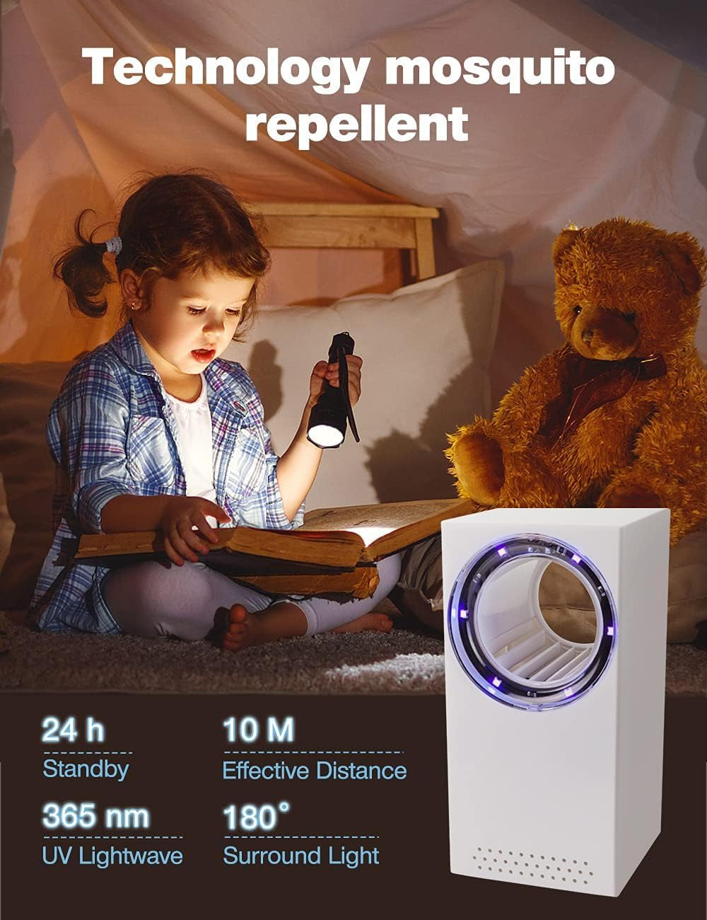 Uccidi Zanzare, Lampada Antizanzare Elettrica, Zanzariera Elettrica Con Lampada UV, Trappola per Zanzare USB, 180° Luce Insetticida per Uso Da Interno Ed Esterno, Zanzare, Mosche, Falene, Insetti