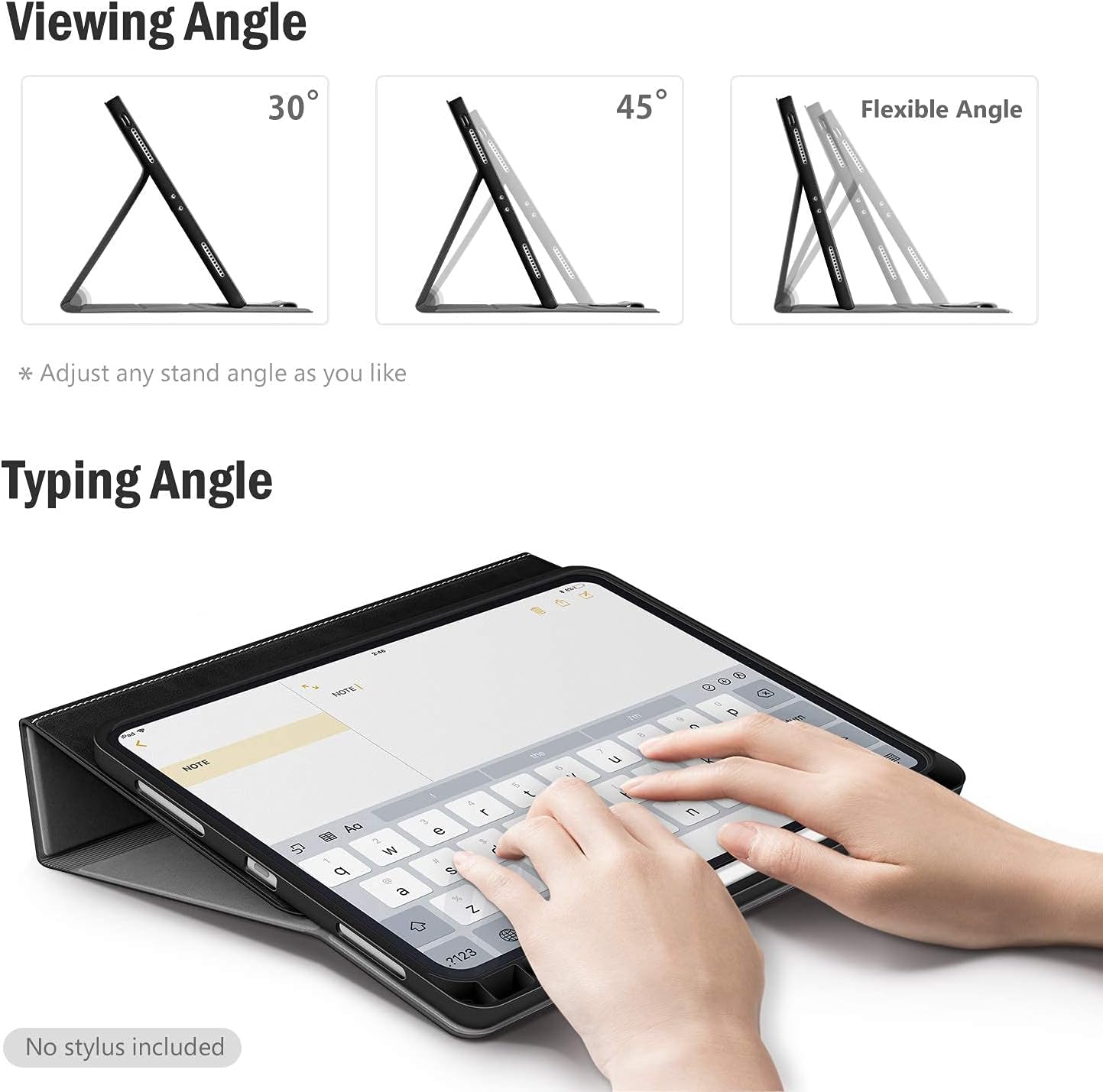 Custodia per Ipad Pro 12,9 Pollici 2022/2021/2020/2018 (6ª/5ª/4ª/3ª Generazione) in Pelle PU Con Portapenne, Auto Sveglia/Sonno, Supporta La Ricarica Di Pencil 2ª Gen (Nero)