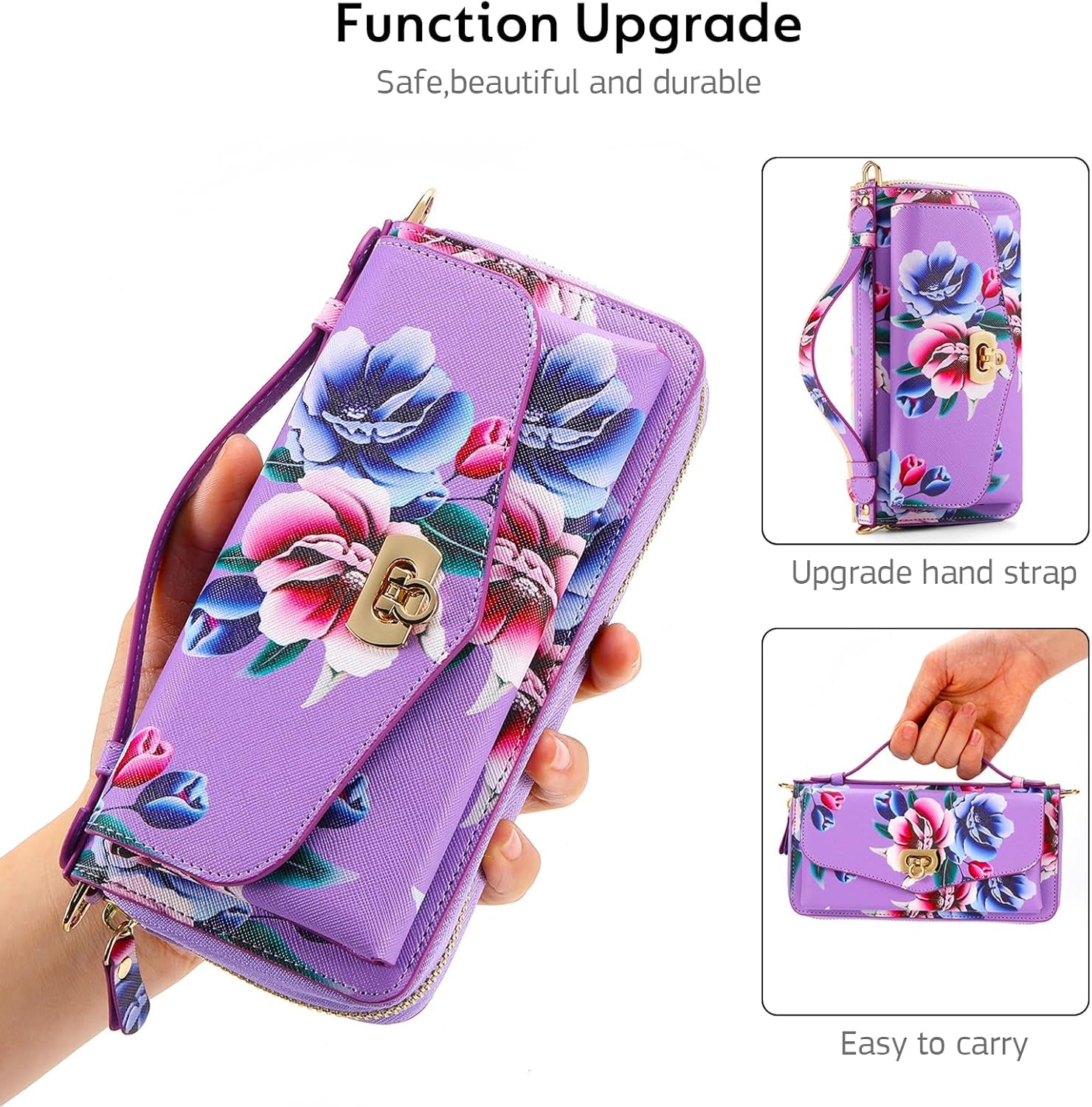 Custodia a Portafoglio per Galaxy S23 Ultra, in Pelle PU Di Alta Qualità, Slot per Schede, Chiusura Magnetica, Custodia Protettiva RFID per Samsung Galaxy S23 Ultra Da 6,8 Pollici, Viola